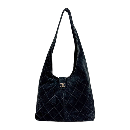 2000-2002 Quilted Black Suede Hobo Bag