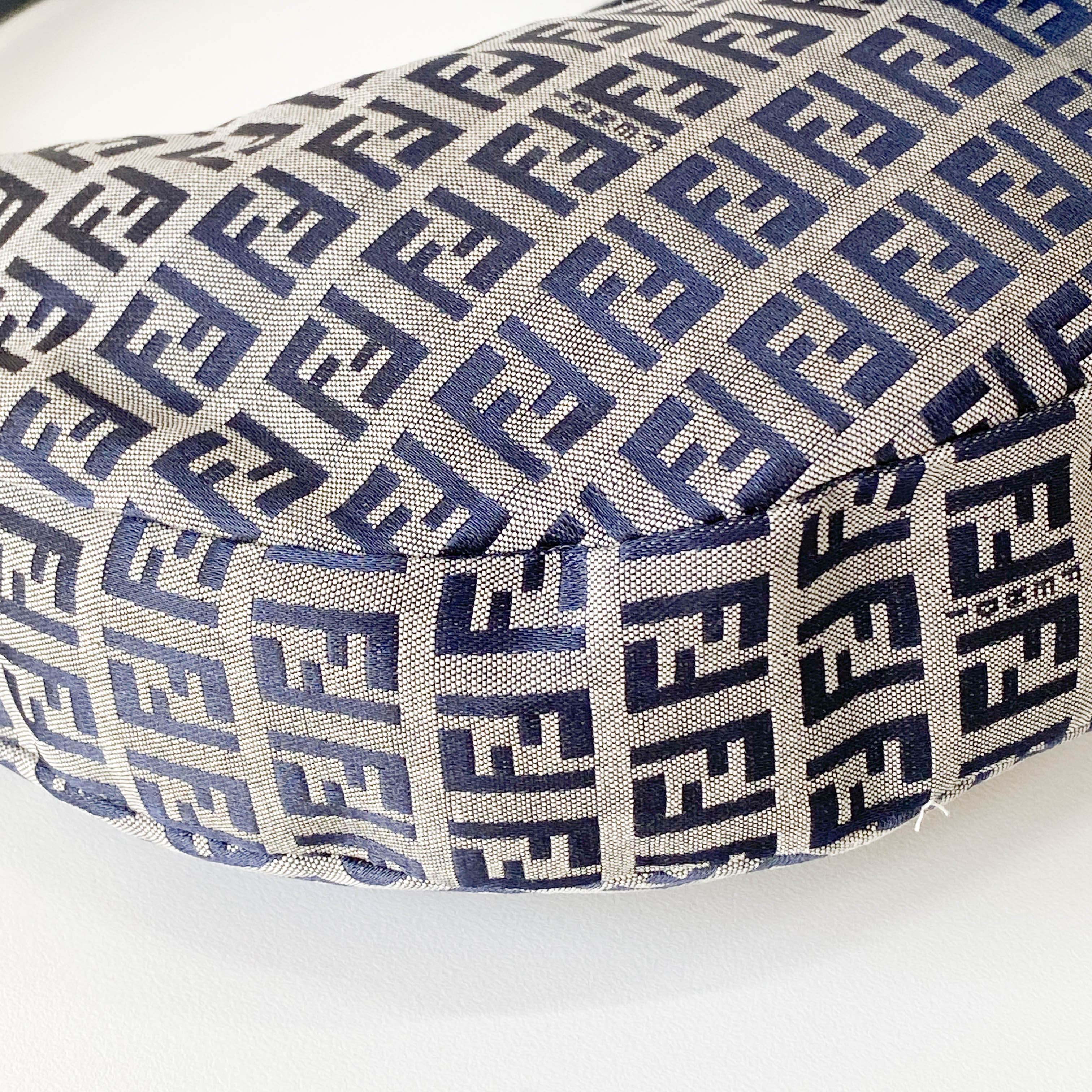 Zucchino Croissant Grey & Blue Canvas Shoulder Bag