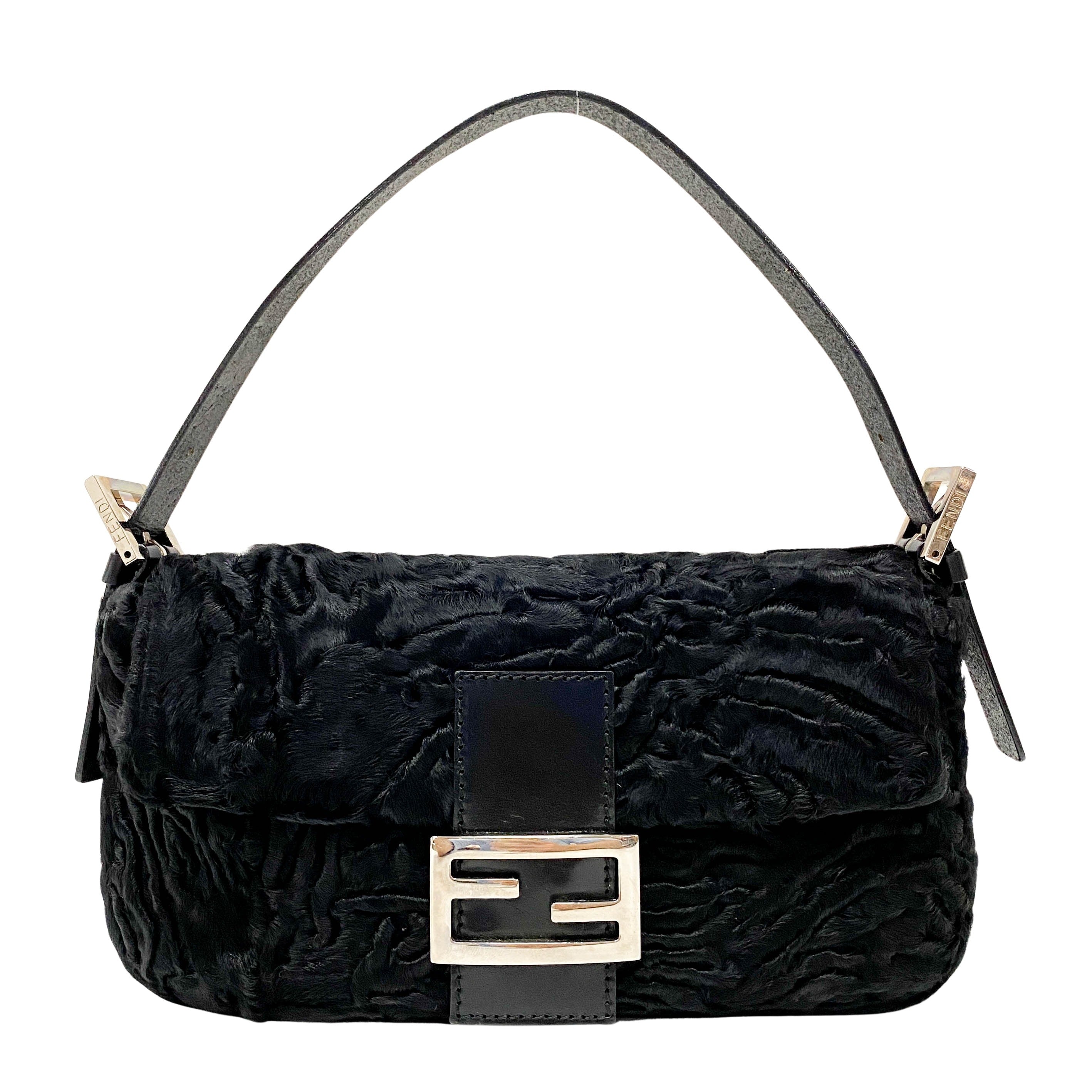 Baguette Black Fur Shoulder Bag
