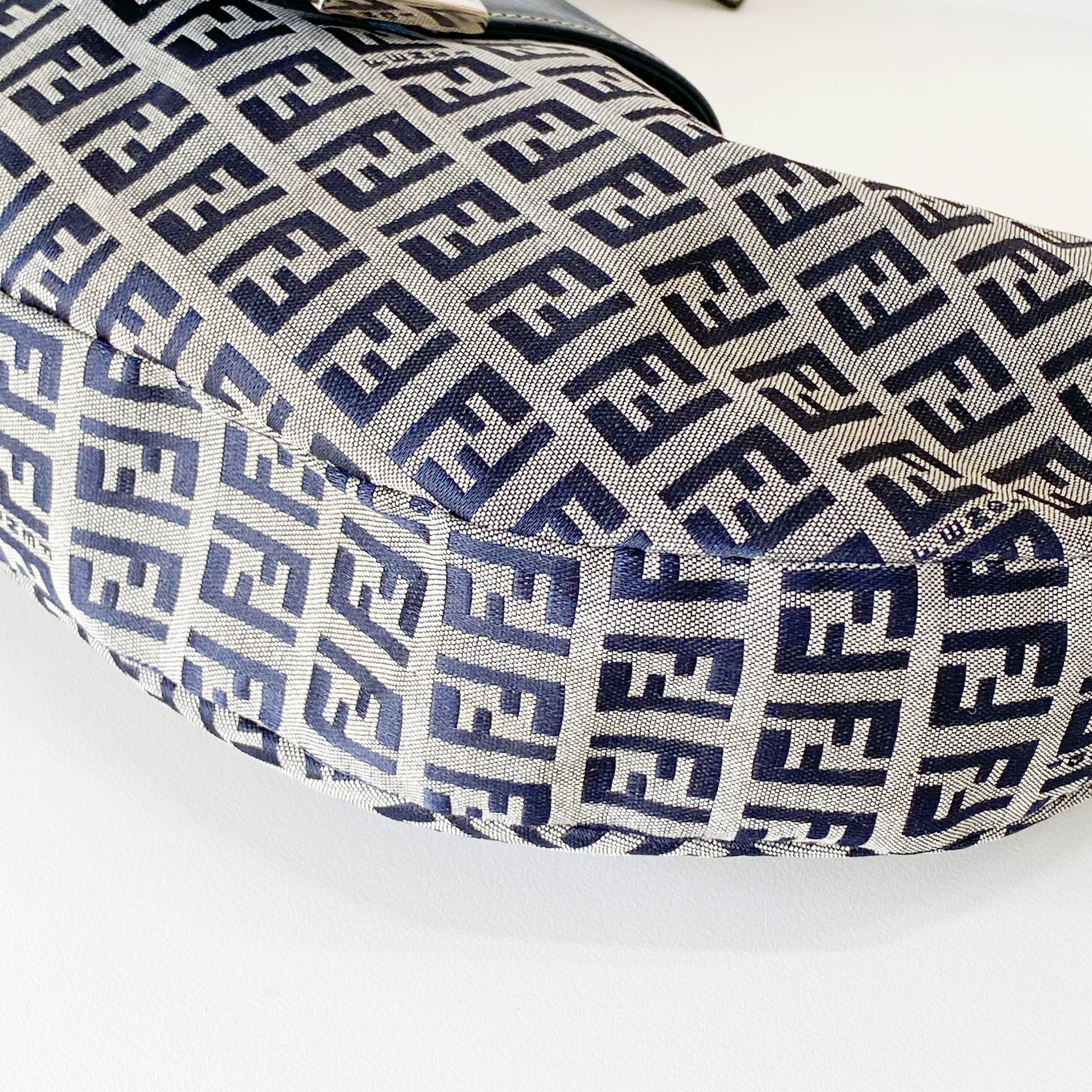 Zucchino Croissant Grey & Blue Canvas Shoulder Bag