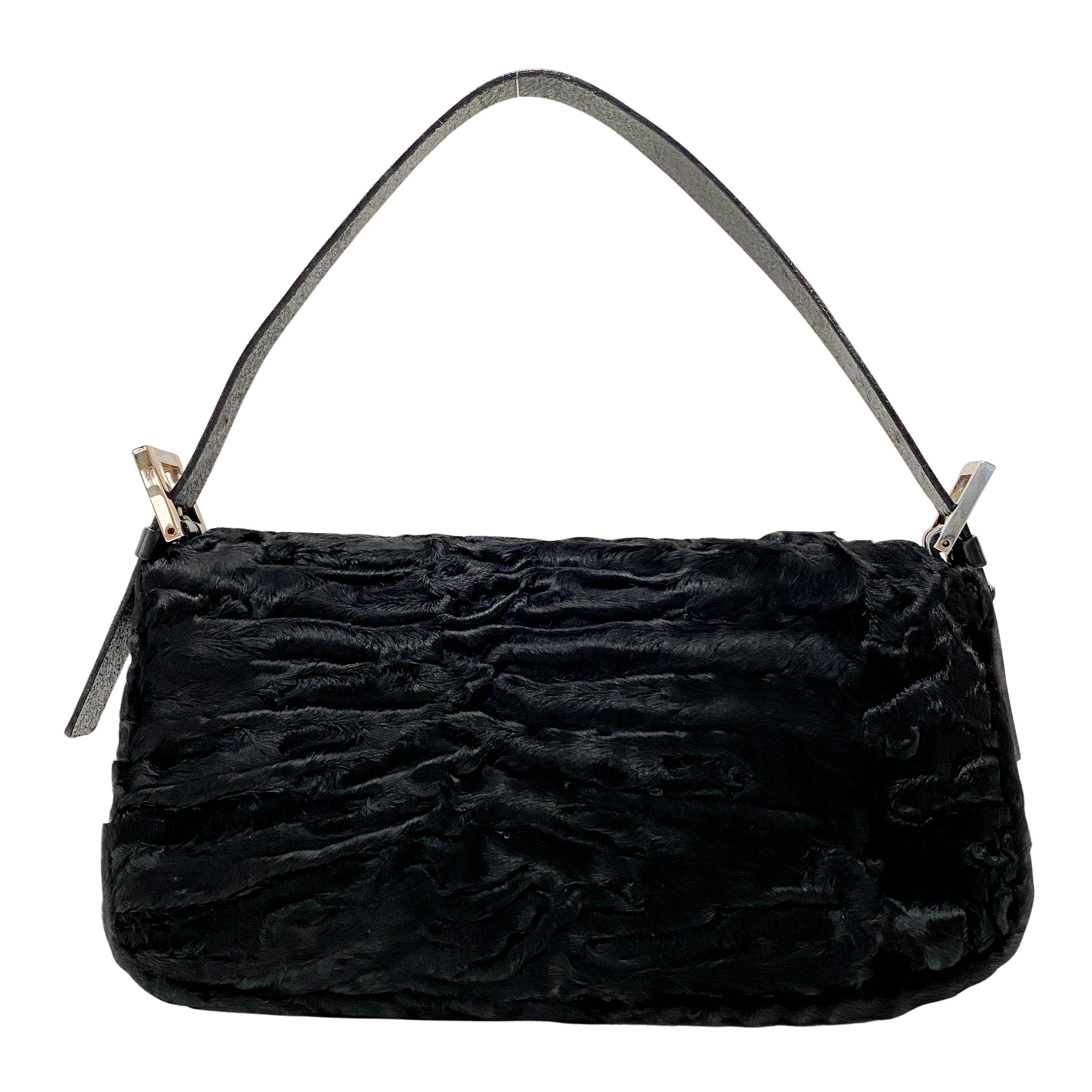Baguette Black Fur Shoulder Bag