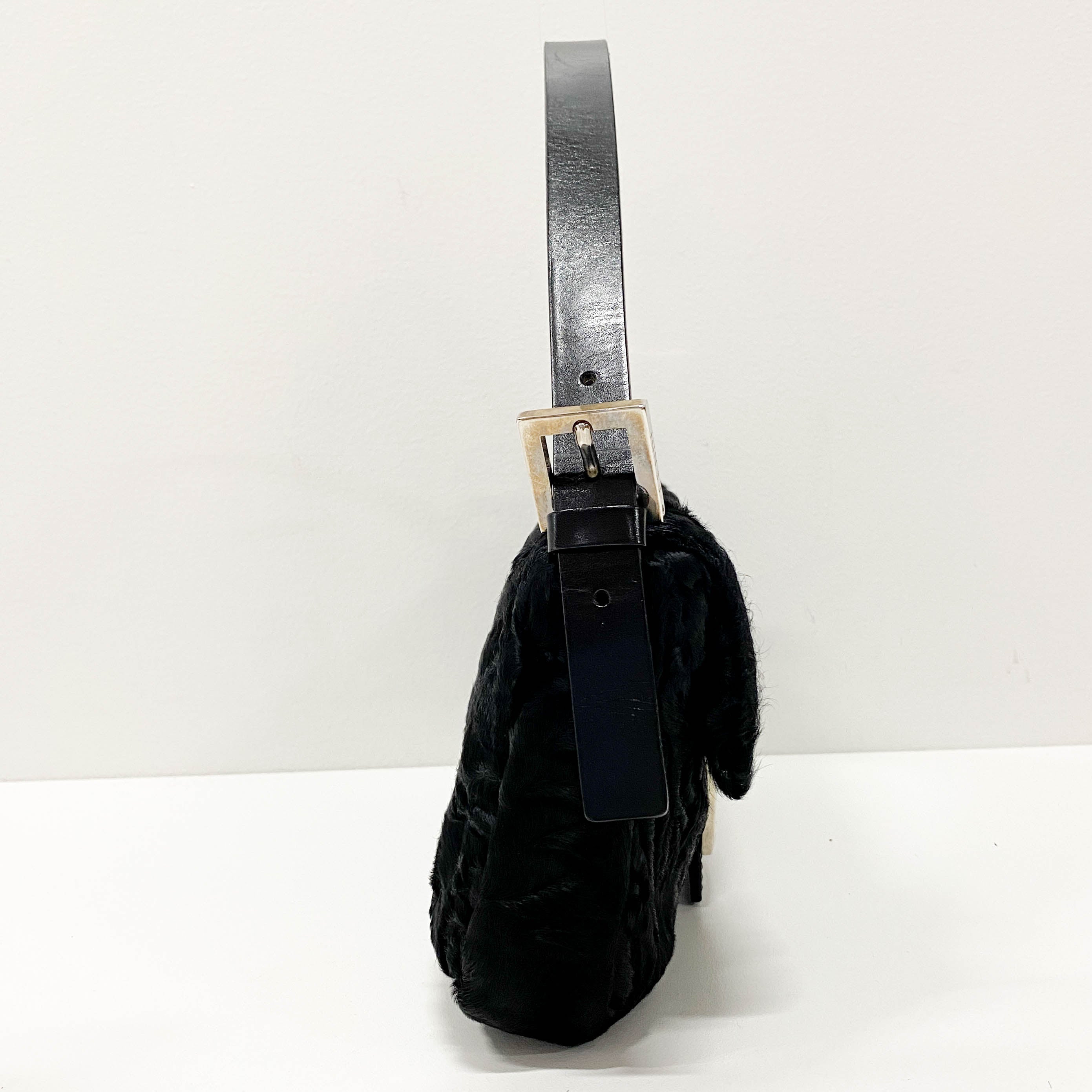 Baguette Black Fur Shoulder Bag