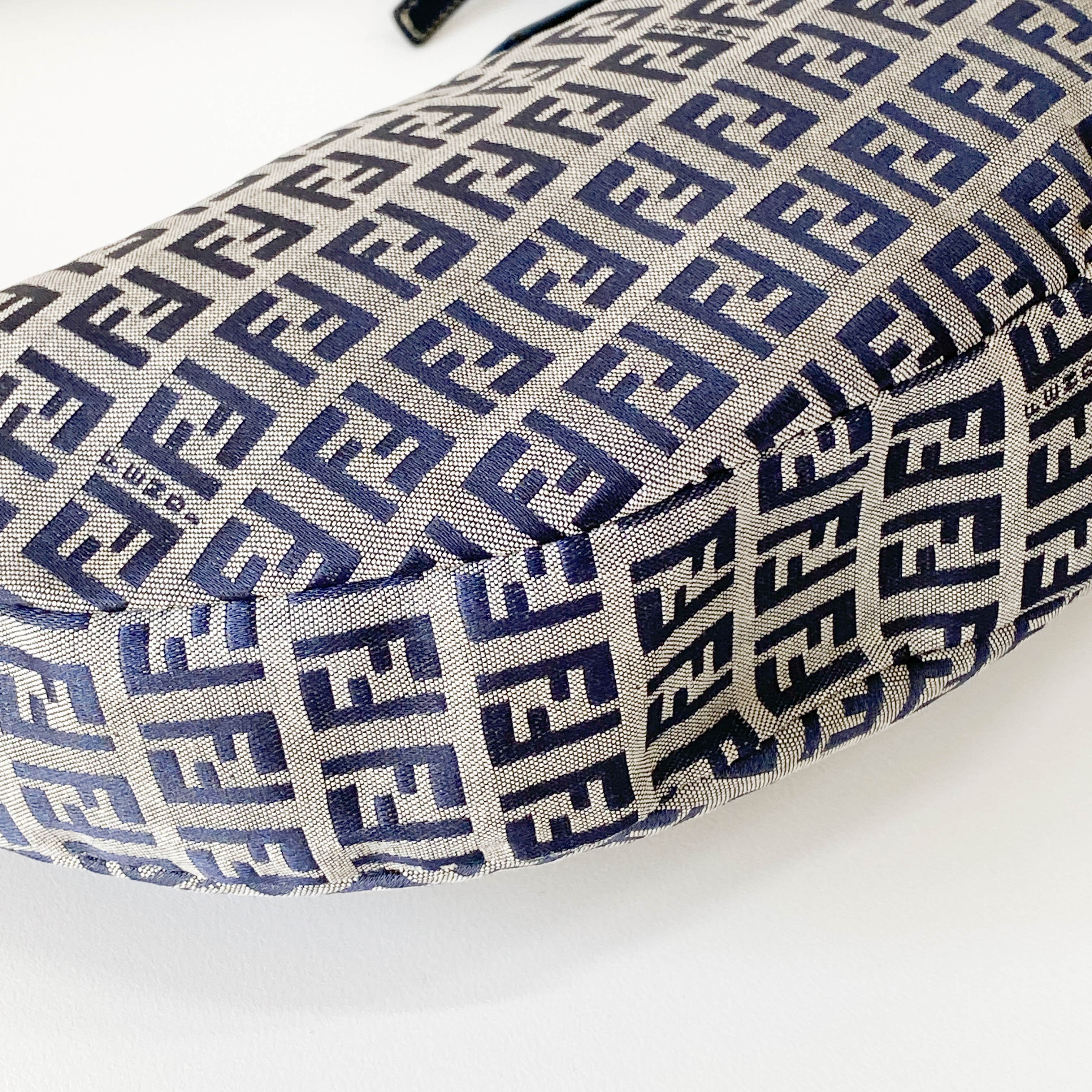 Zucchino Croissant Grey & Blue Canvas Shoulder Bag