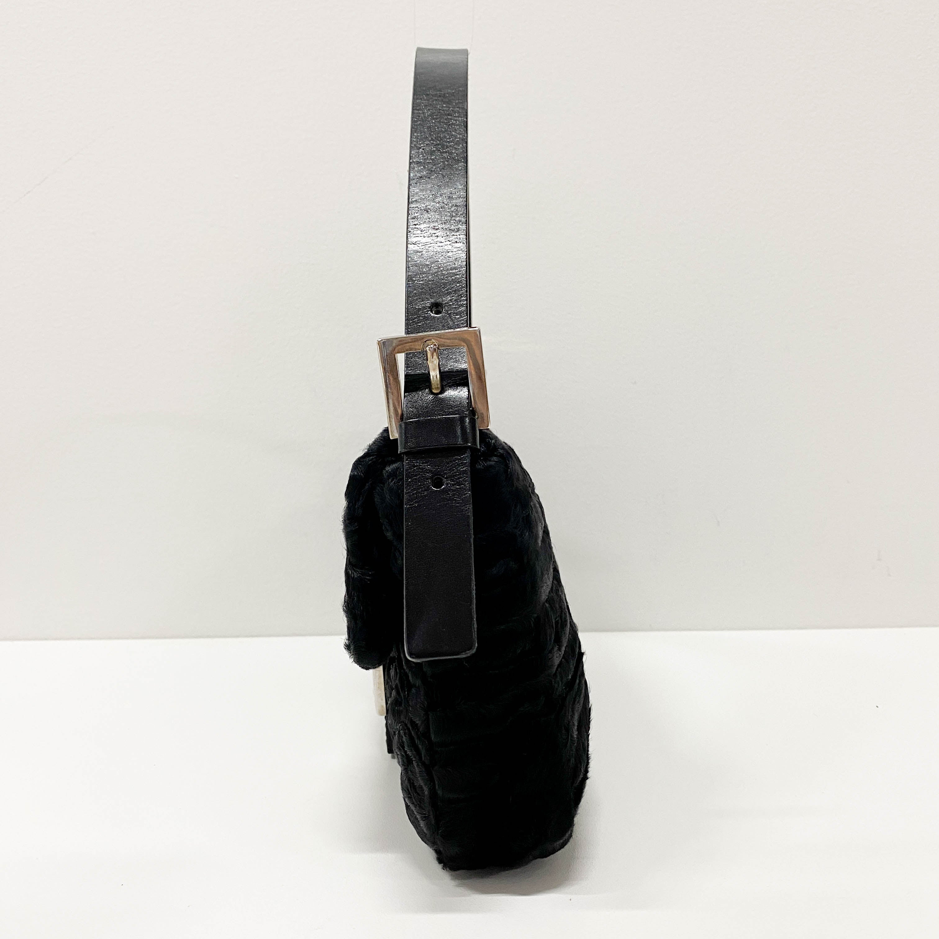 Baguette Black Fur Shoulder Bag