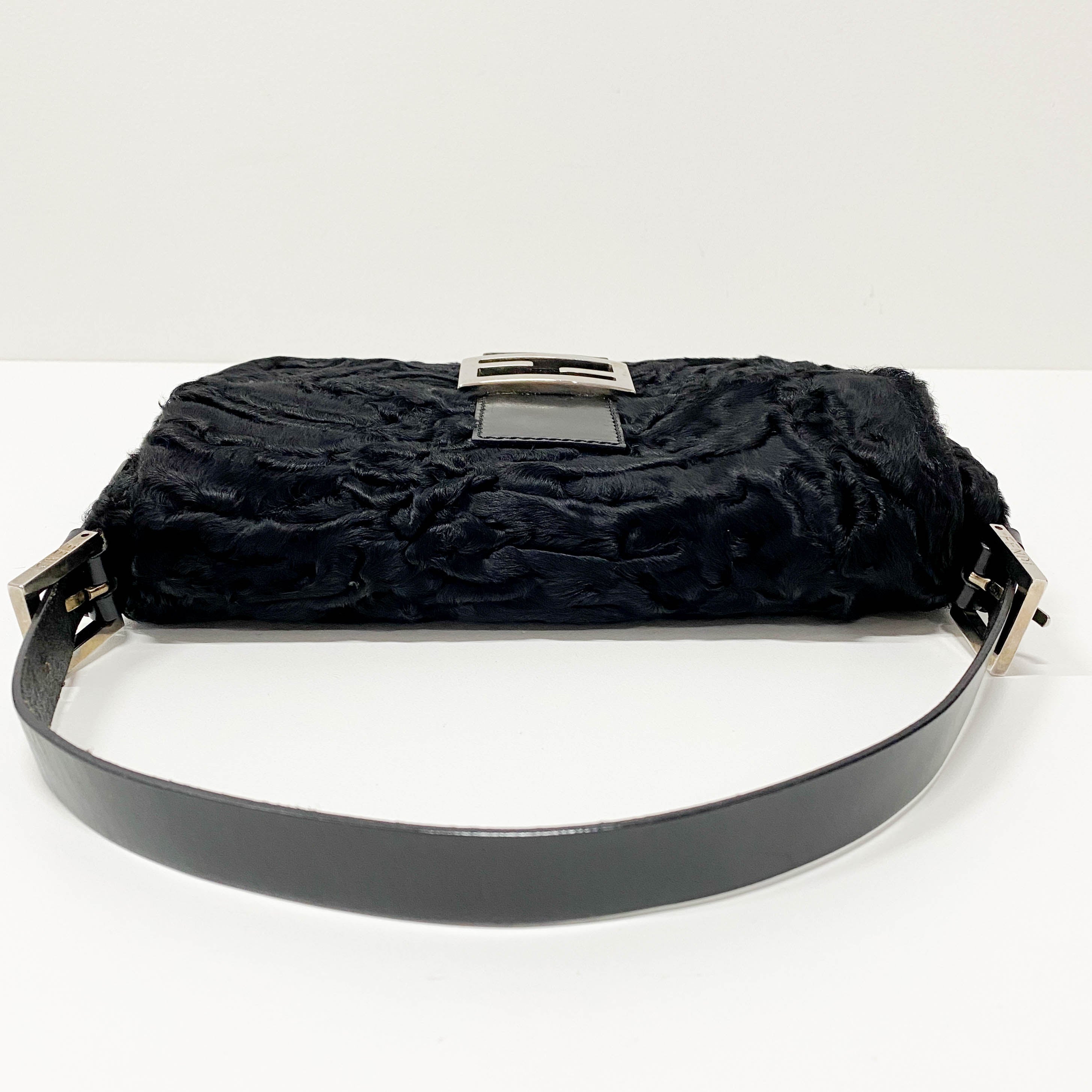 Baguette Black Fur Shoulder Bag