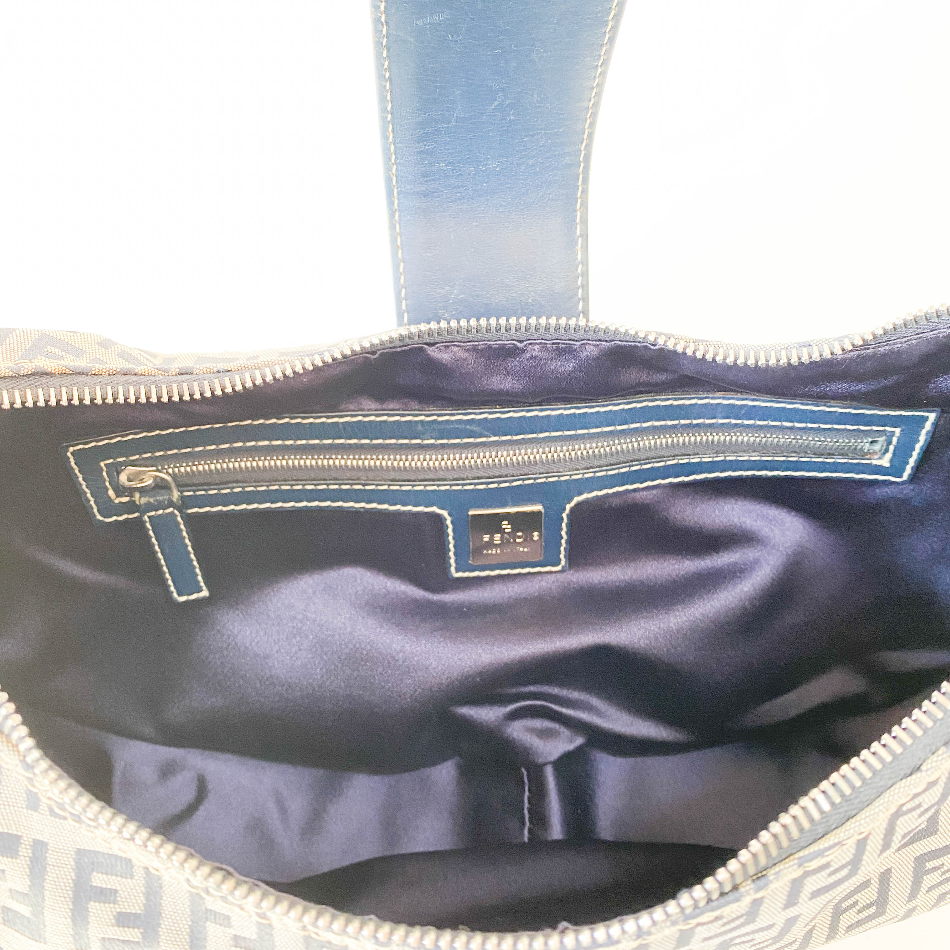 Zucchino Croissant Grey & Blue Canvas Shoulder Bag