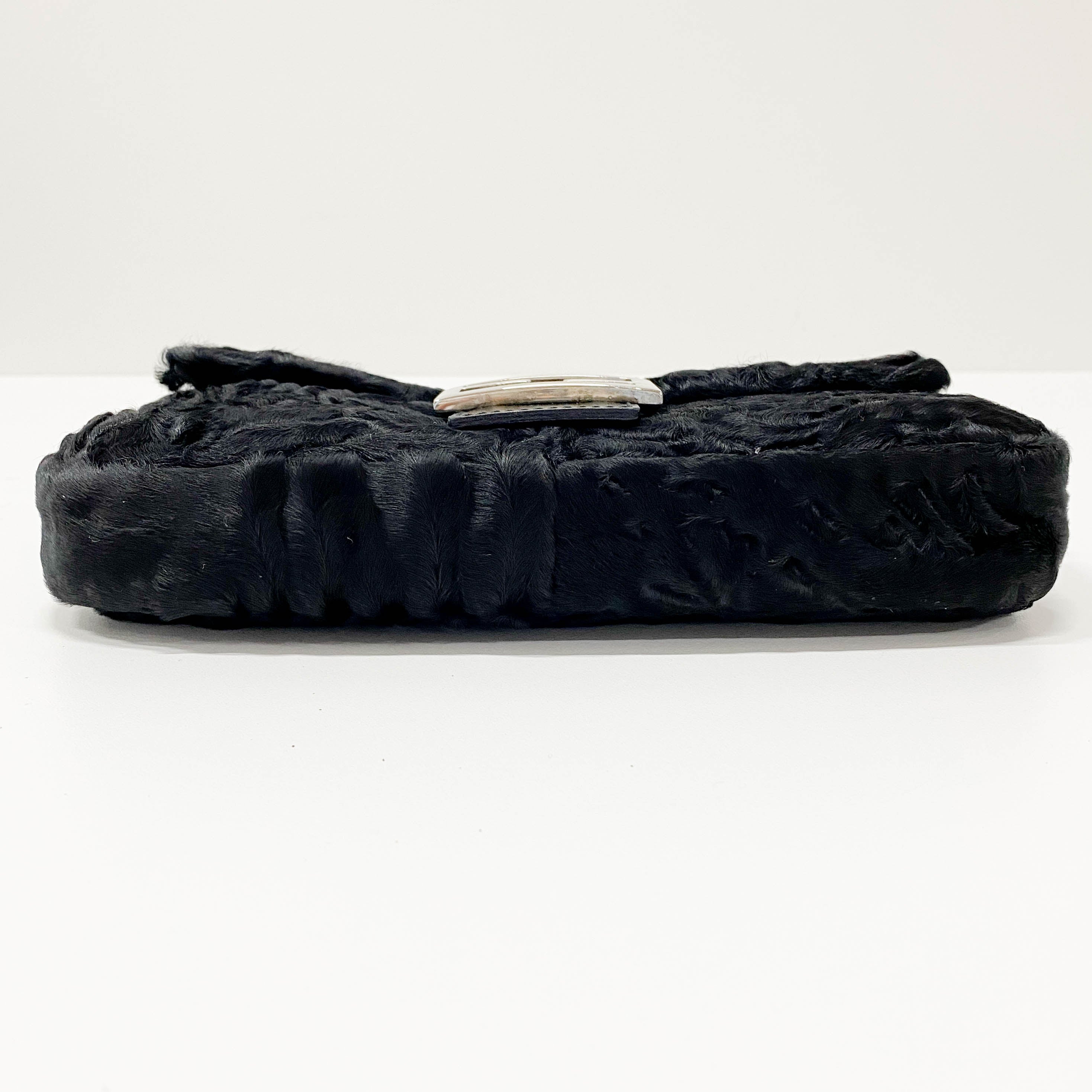 Baguette Black Fur Shoulder Bag