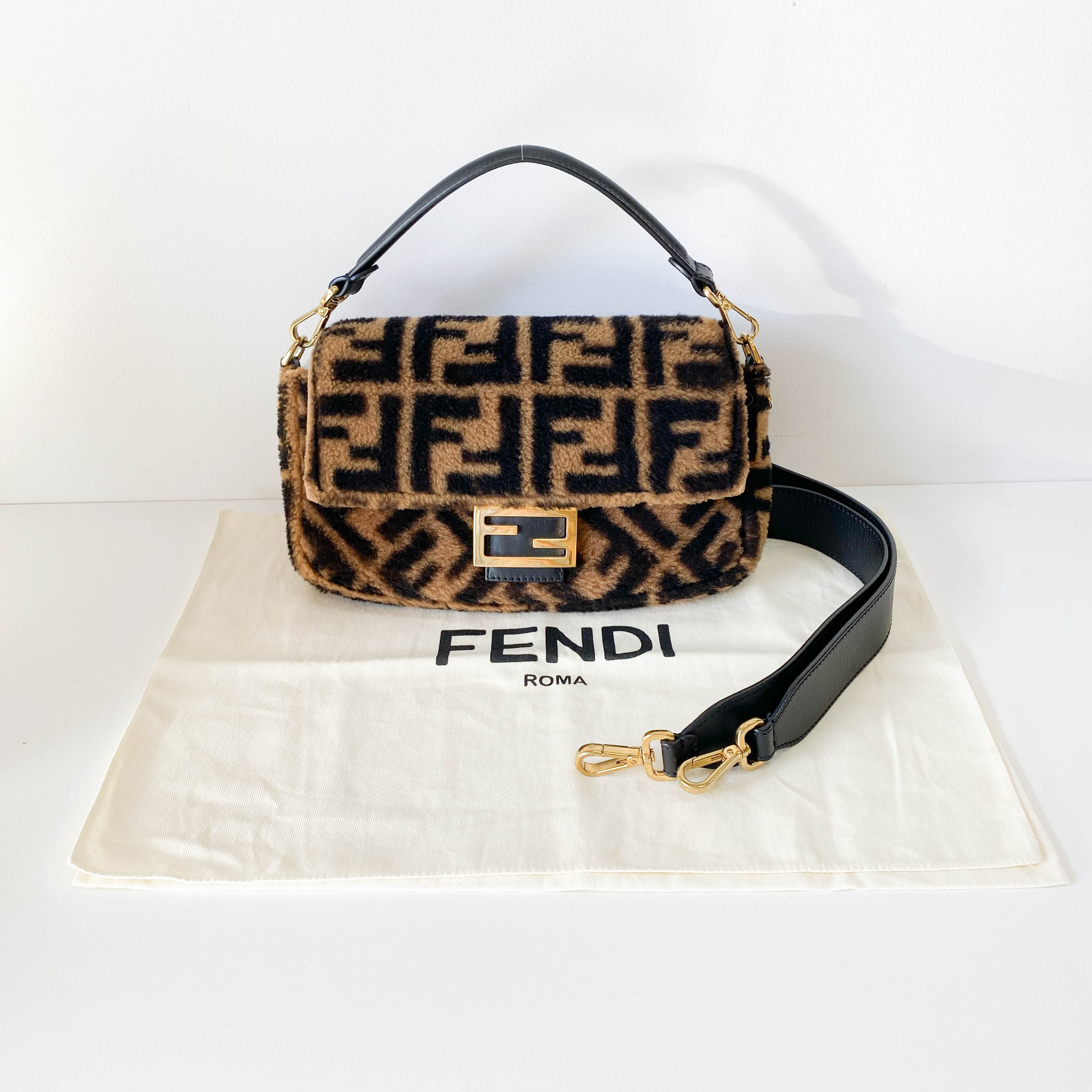 Zucca Baguette Brown Wool Two Way Bag