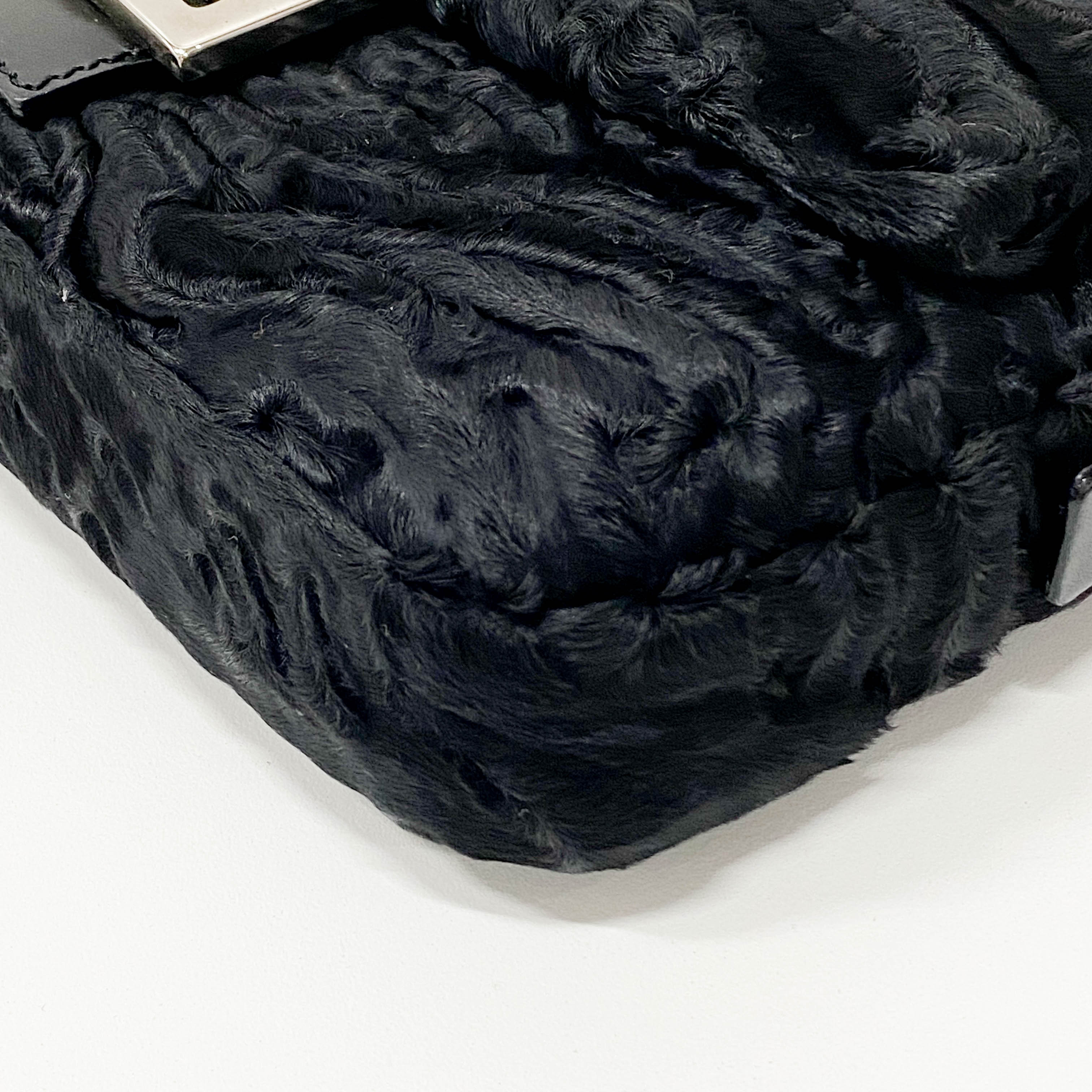 Baguette Black Fur Shoulder Bag