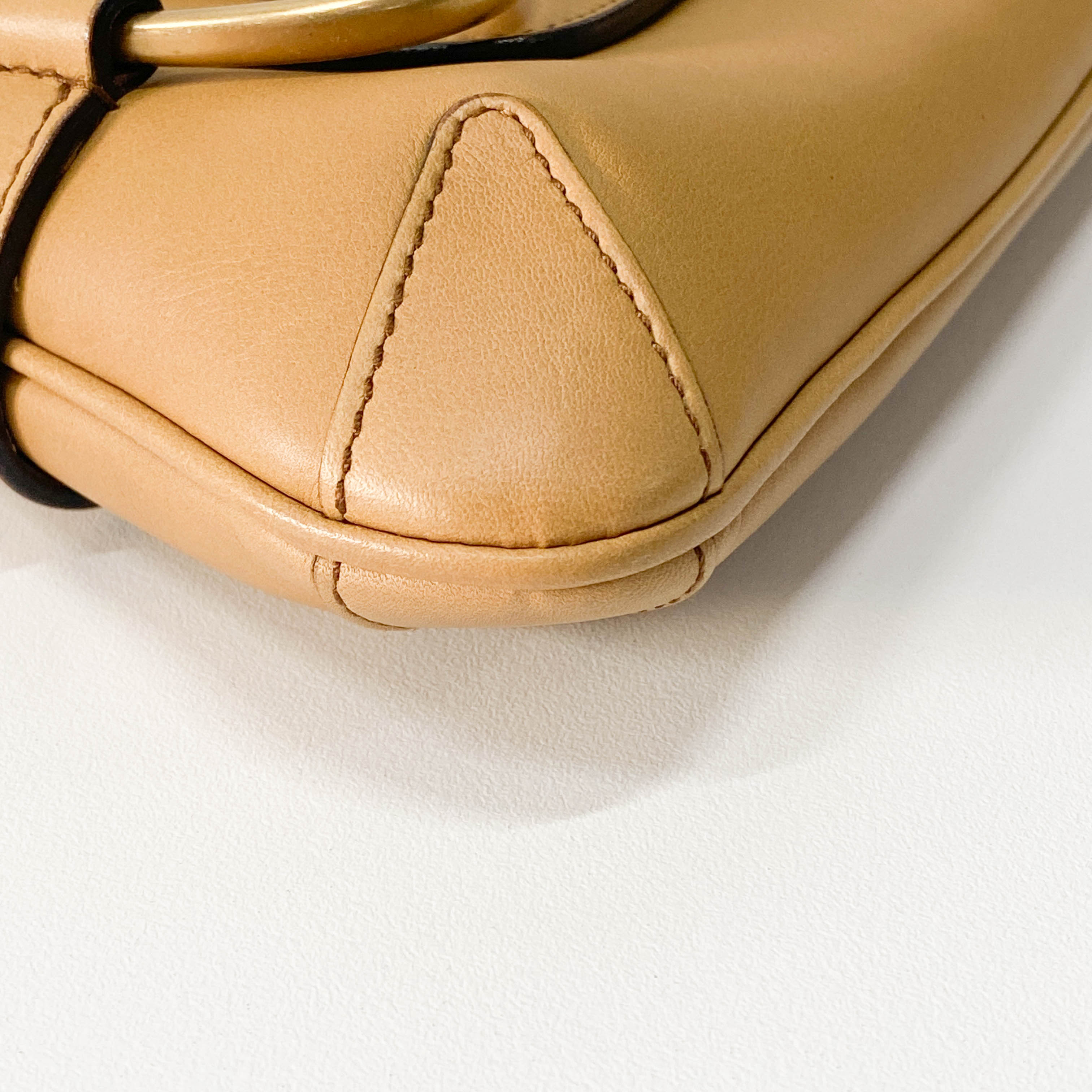 Horsebit Brown Leather Chain Shoulder Bag