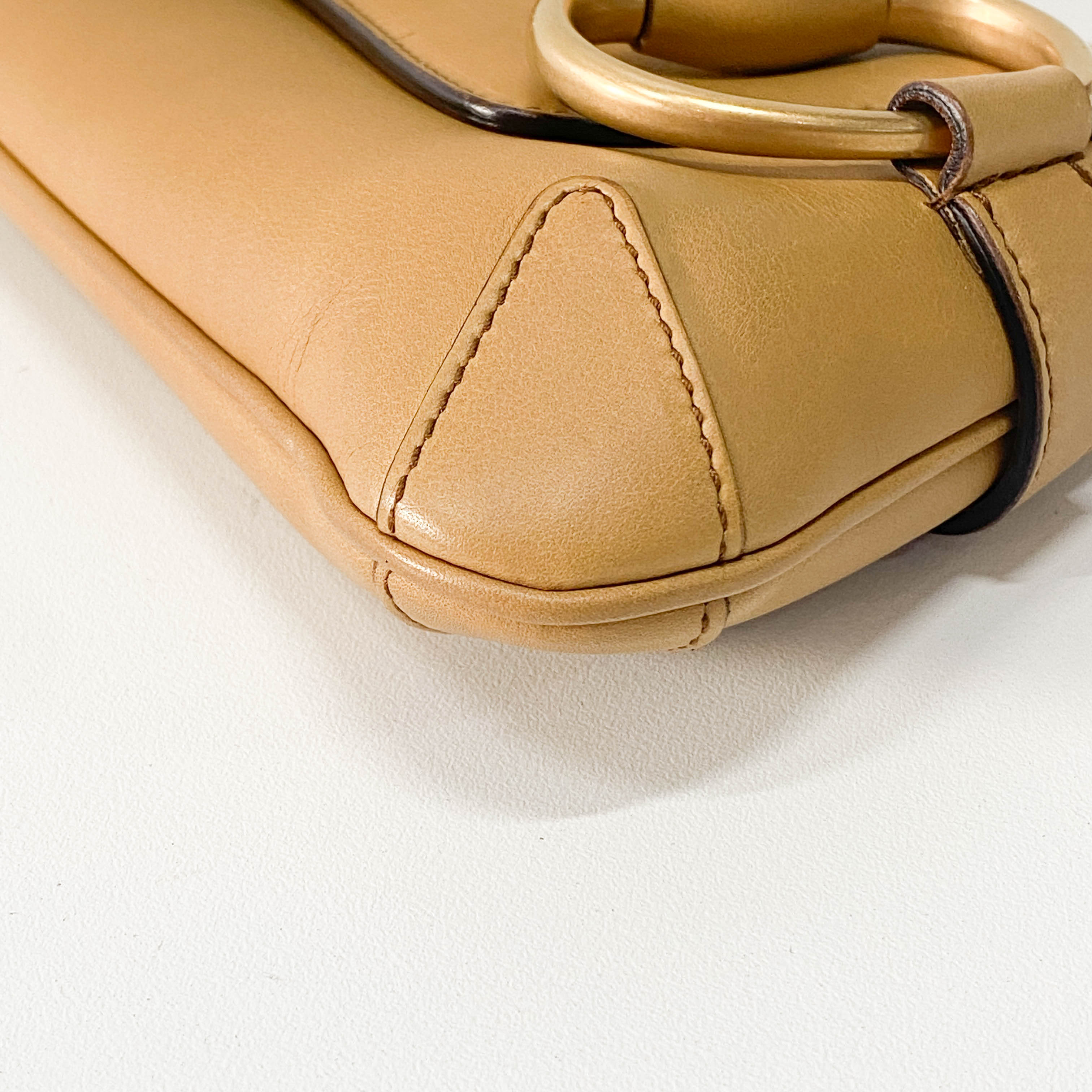 Horsebit Brown Leather Chain Shoulder Bag