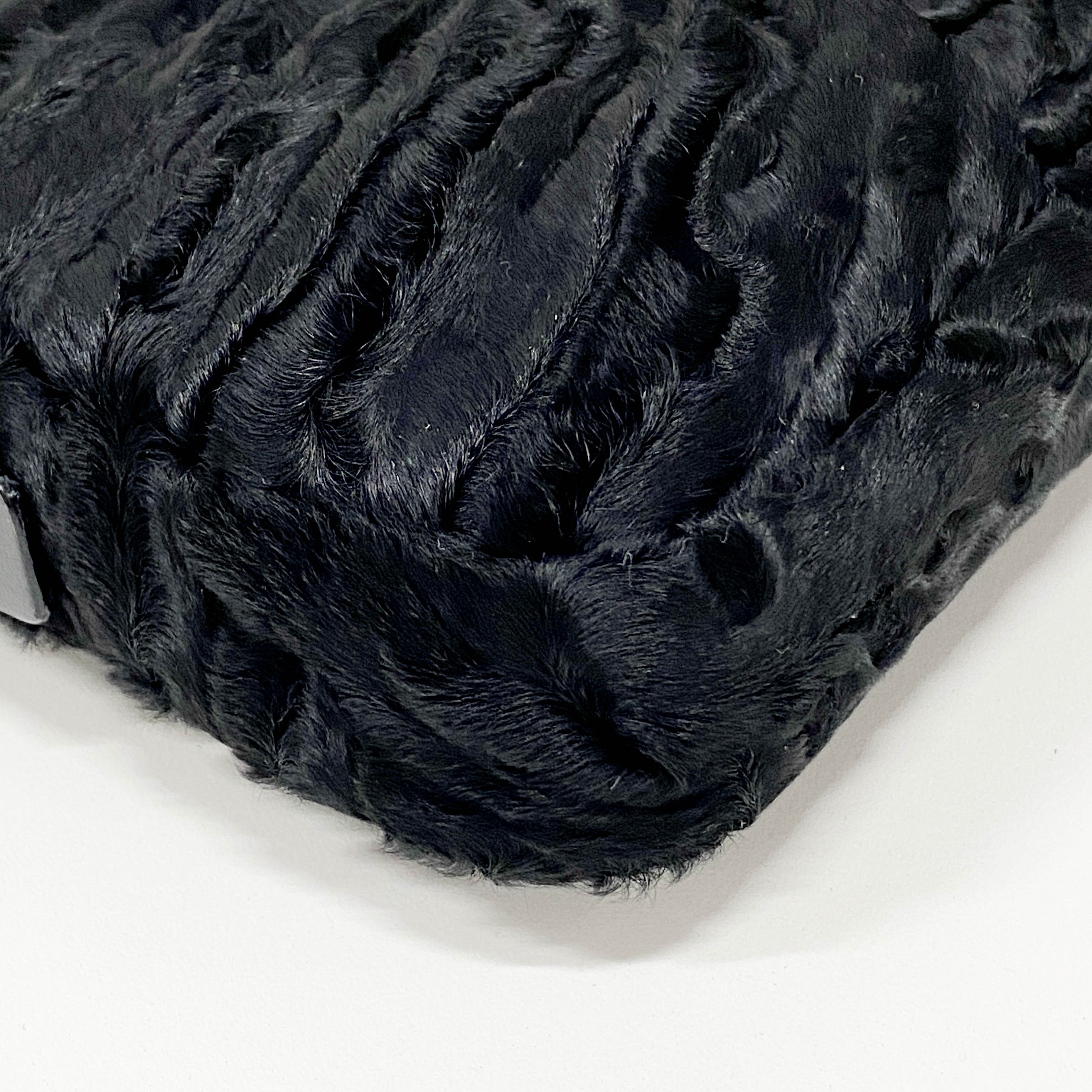 Baguette Black Fur Shoulder Bag