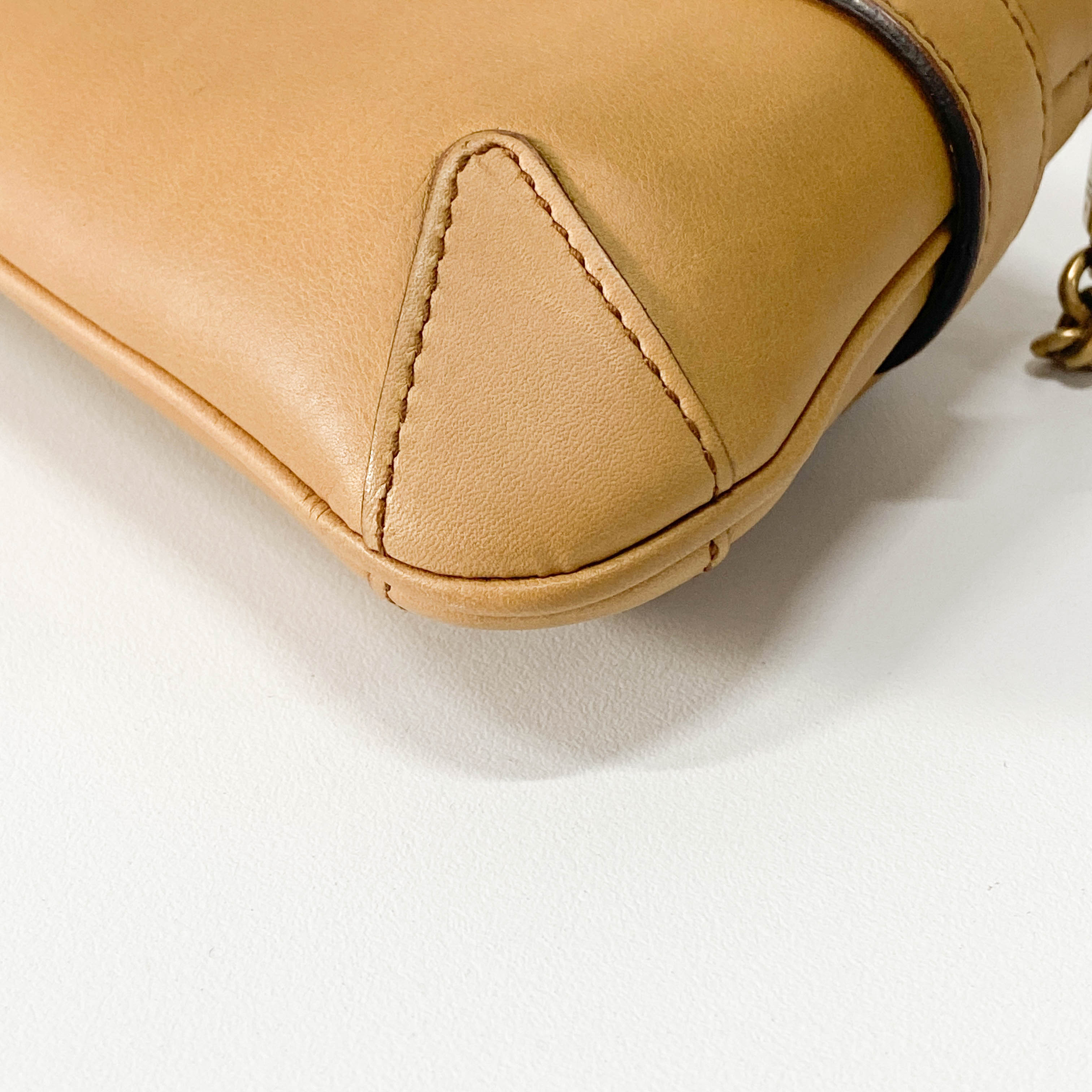 Horsebit Brown Leather Chain Shoulder Bag