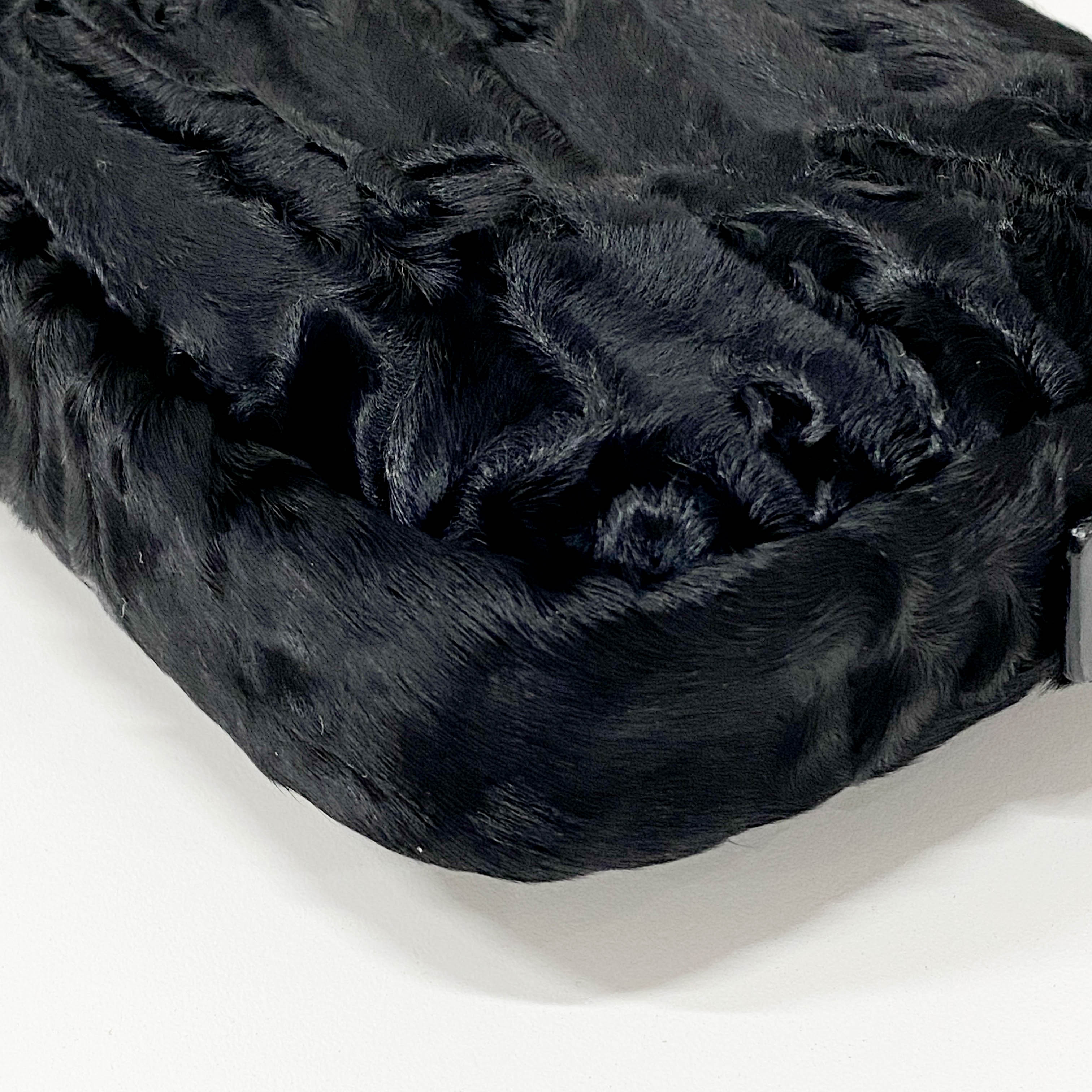 Baguette Black Fur Shoulder Bag