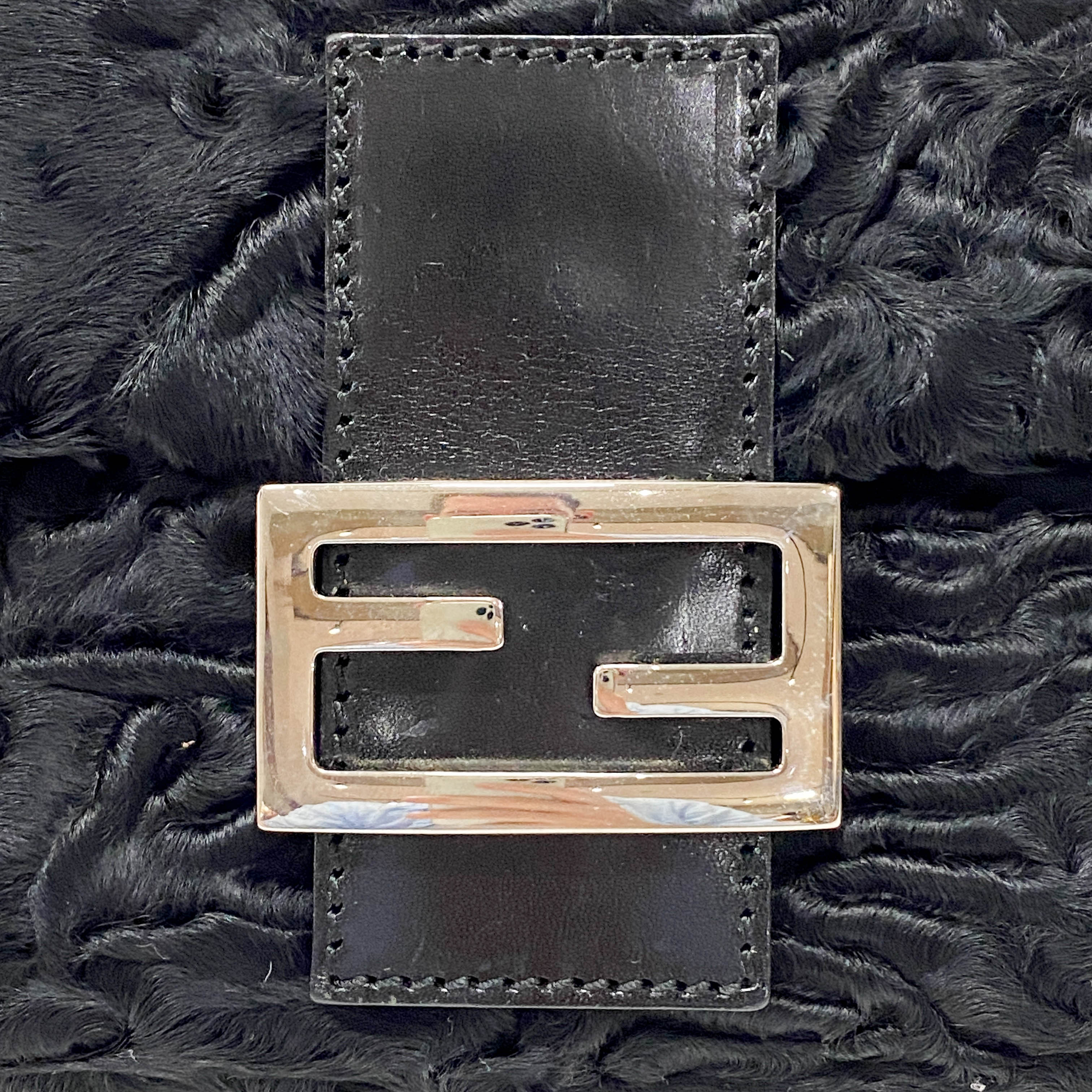 Baguette Black Fur Shoulder Bag