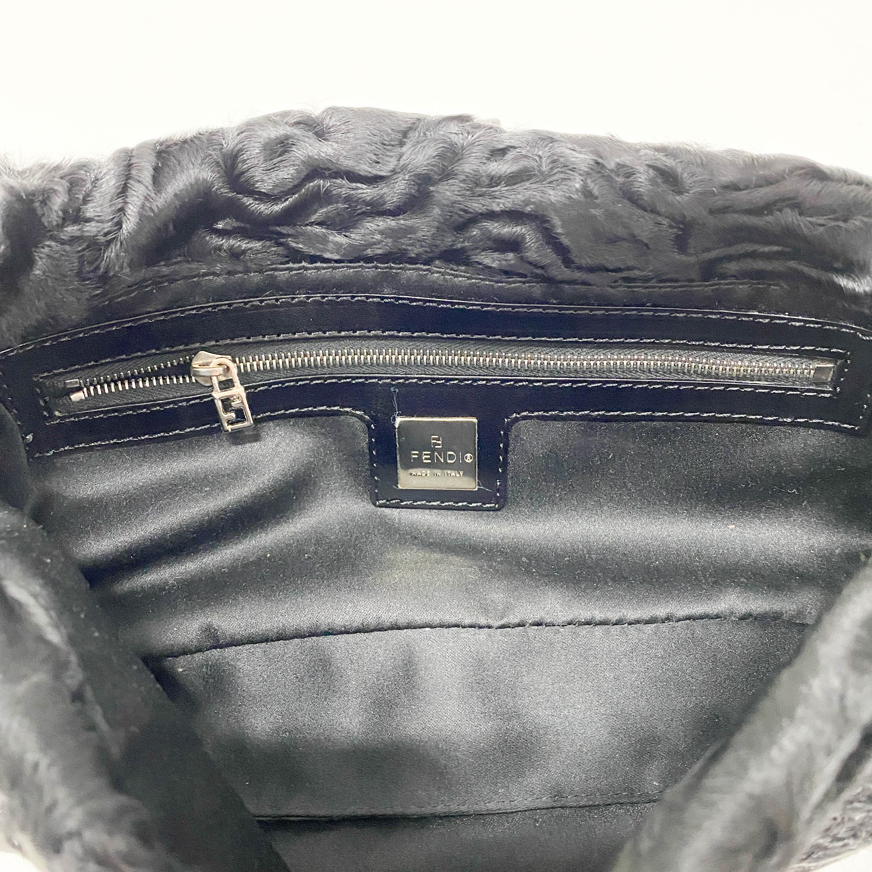 Baguette Black Fur Shoulder Bag