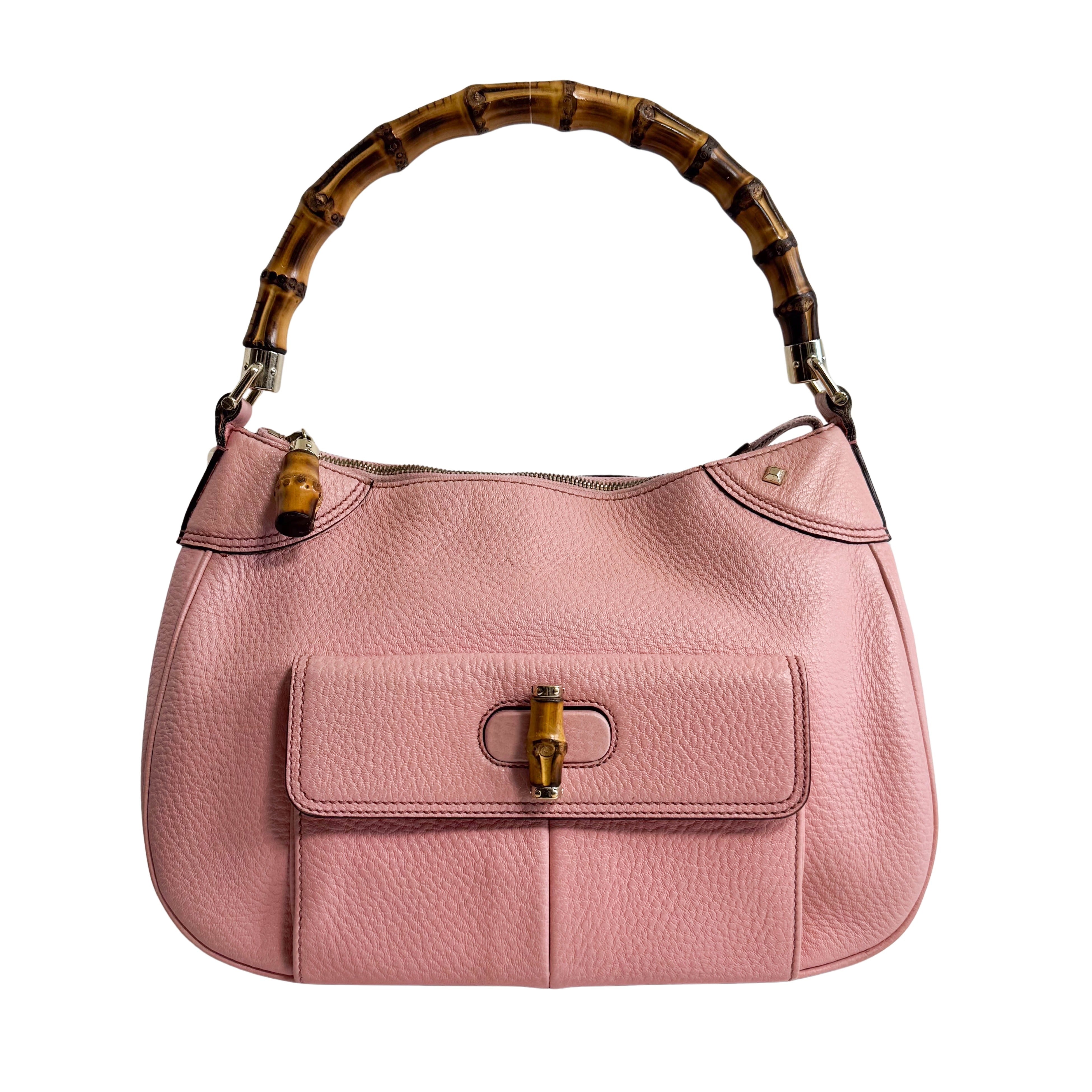 Bamboo Pink Leather Handbag