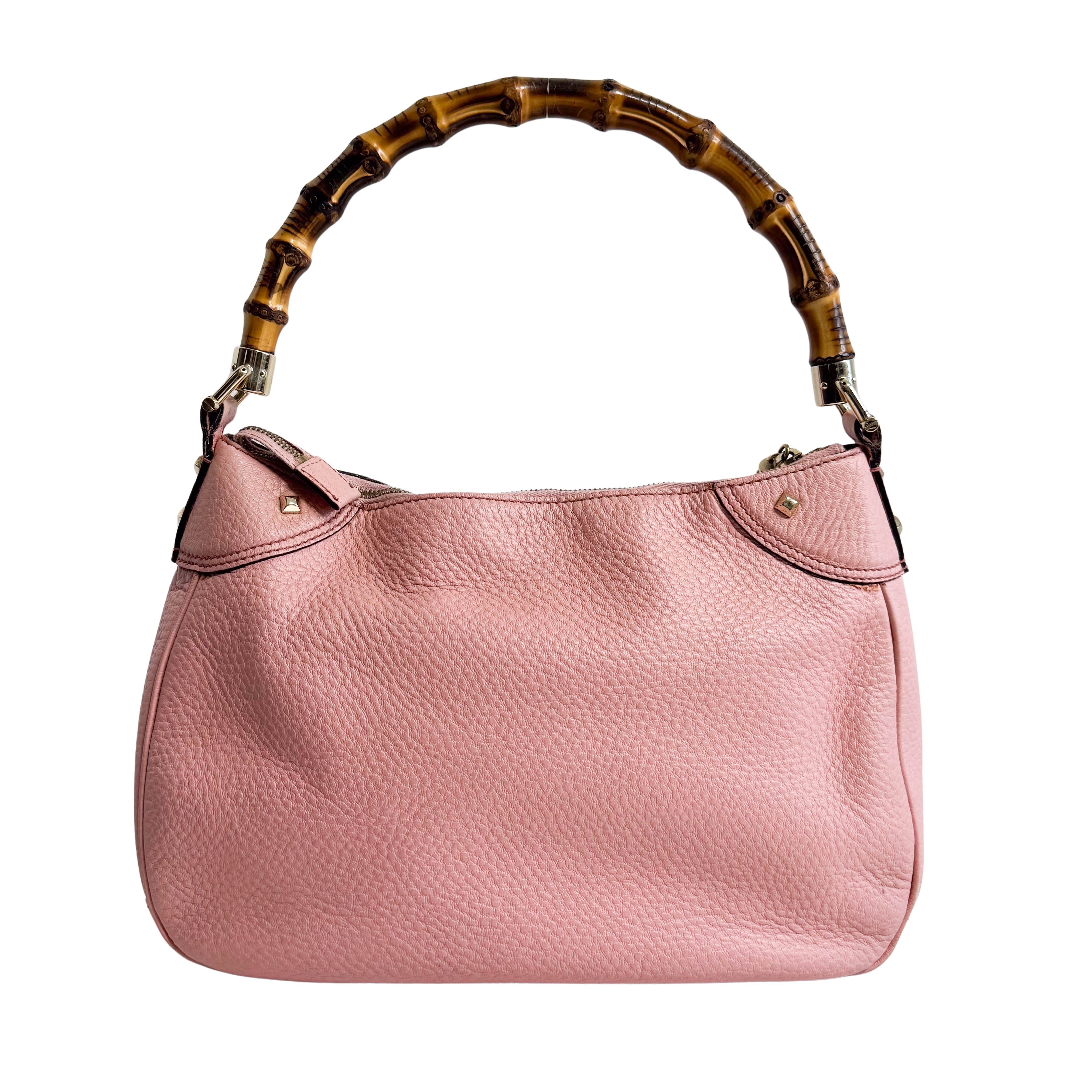 Bamboo Pink Leather Handbag