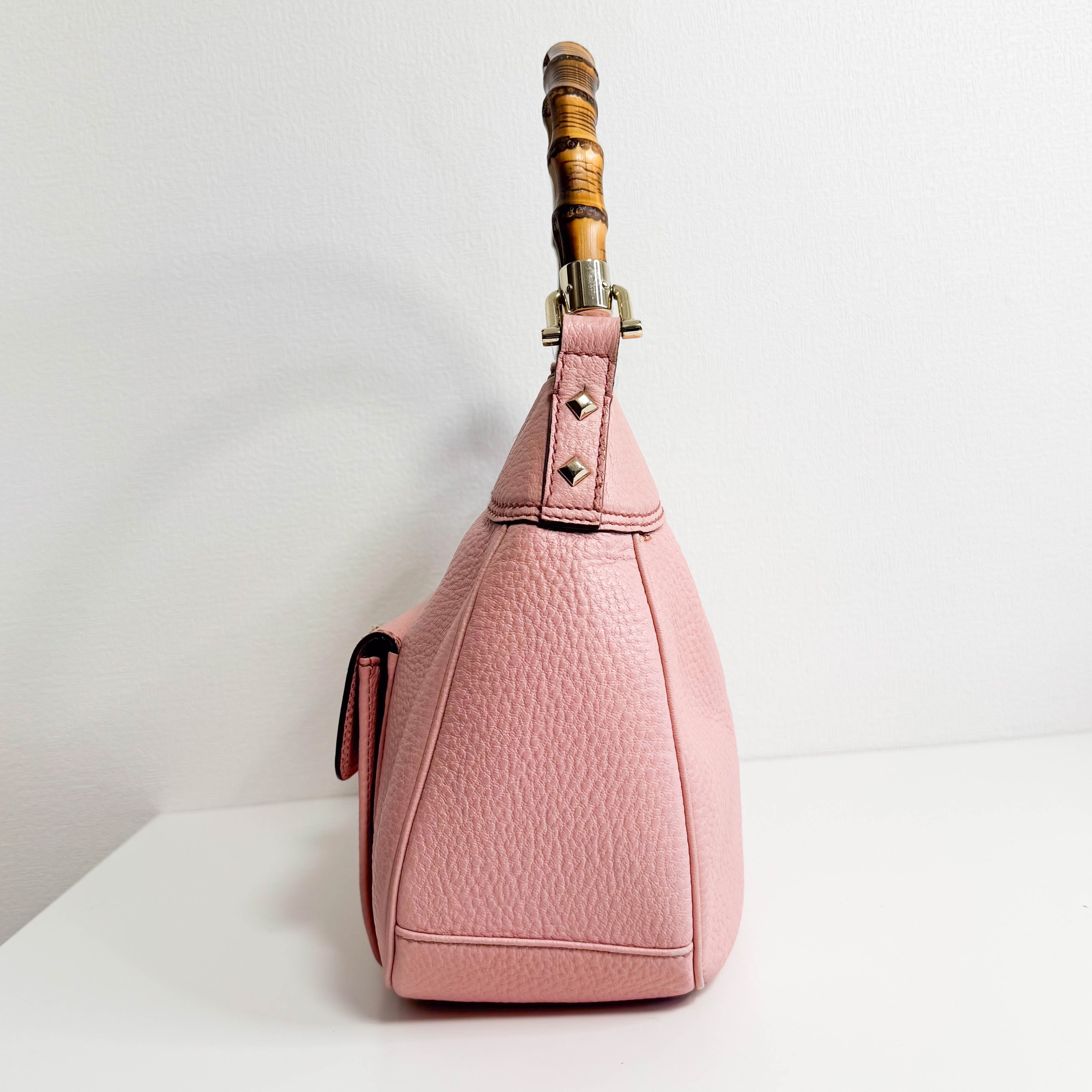 Bamboo Pink Leather Handbag