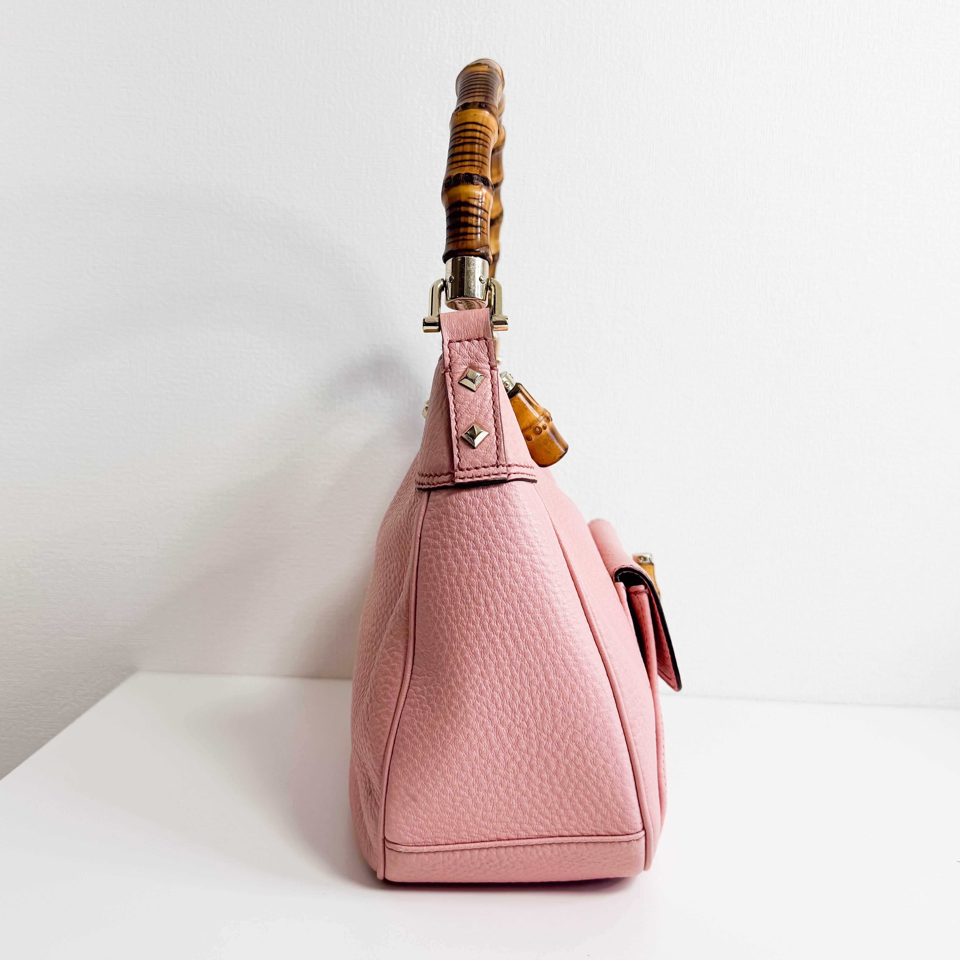 Bamboo Pink Leather Handbag