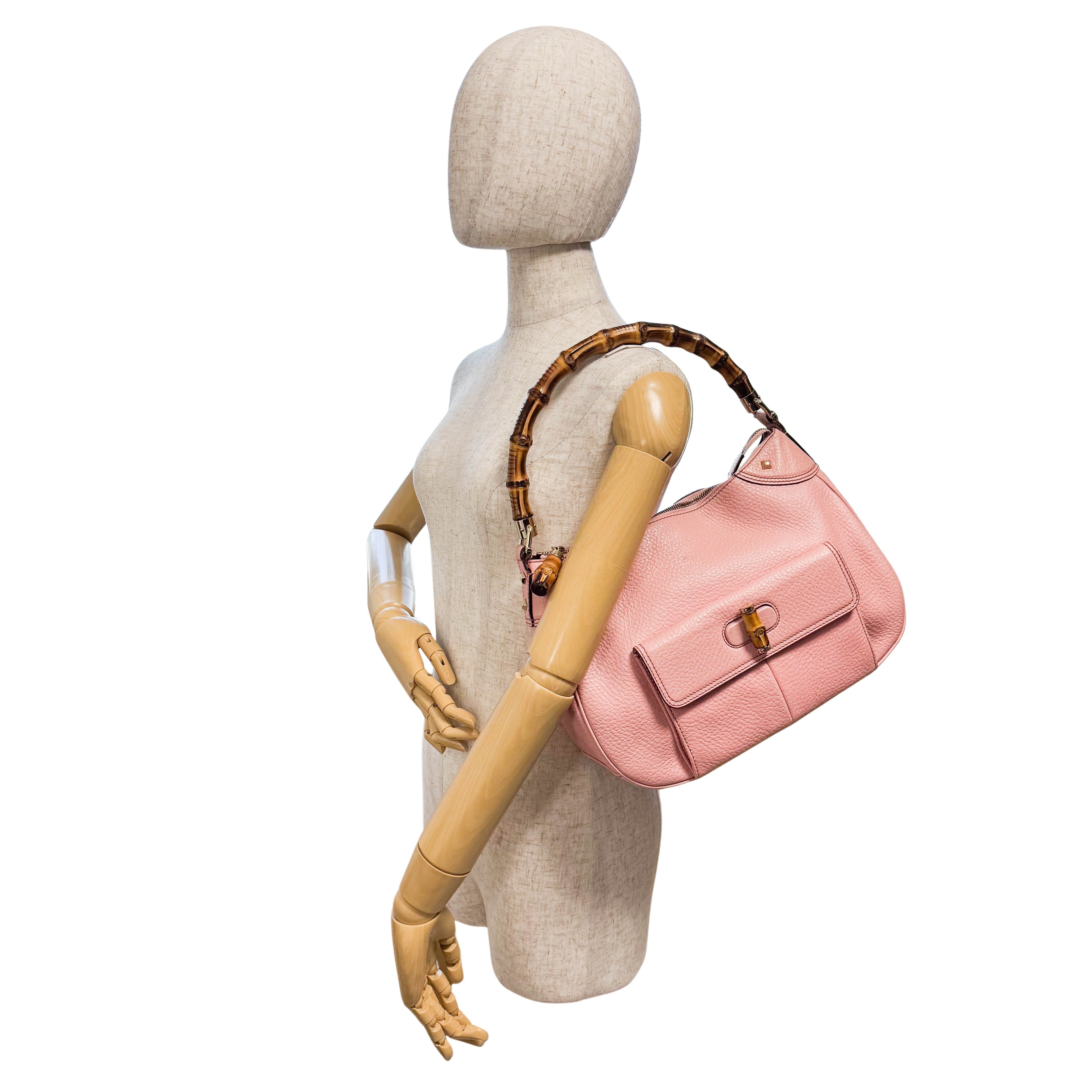 Bamboo Pink Leather Handbag