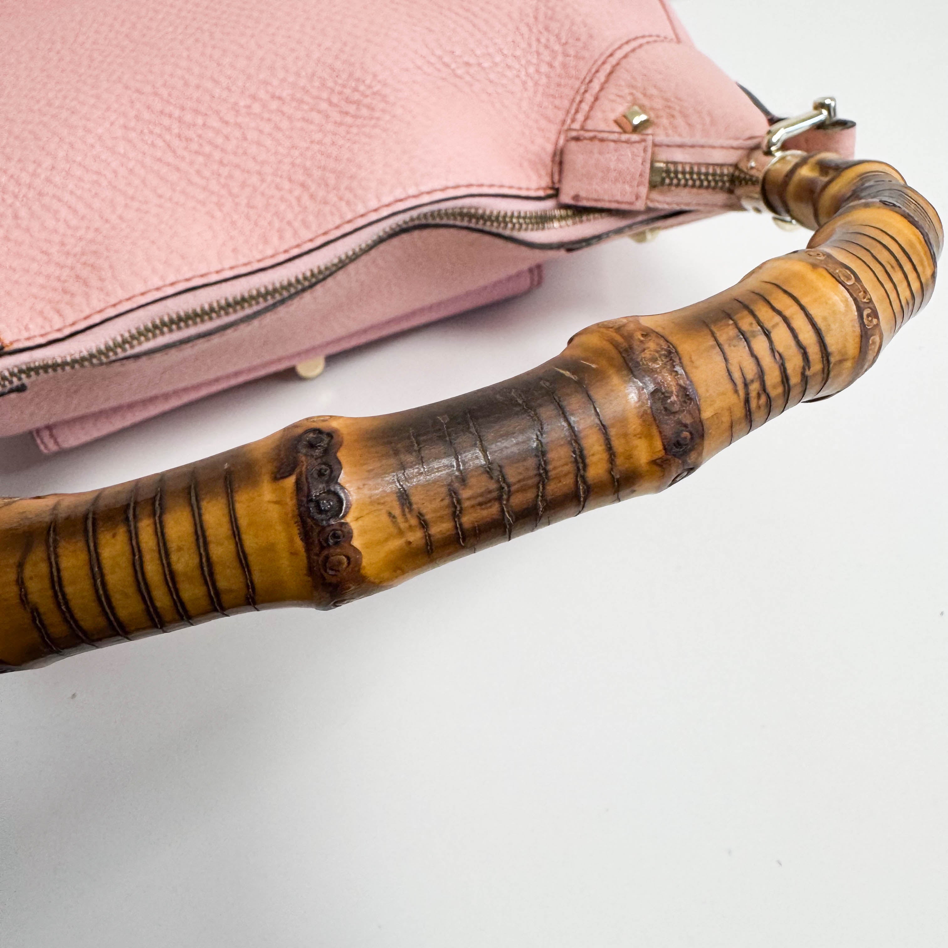 Bamboo Pink Leather Handbag