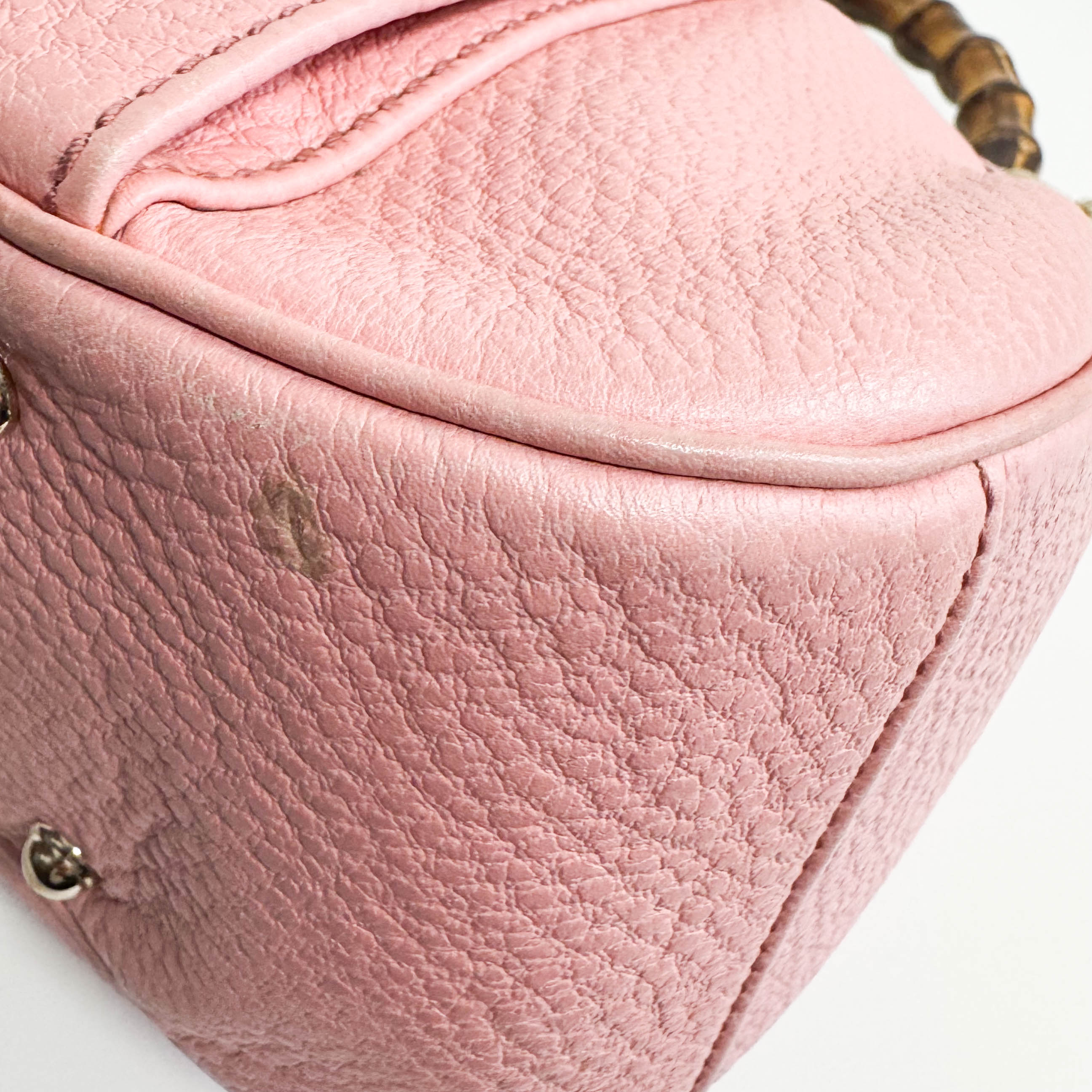 Bamboo Pink Leather Handbag