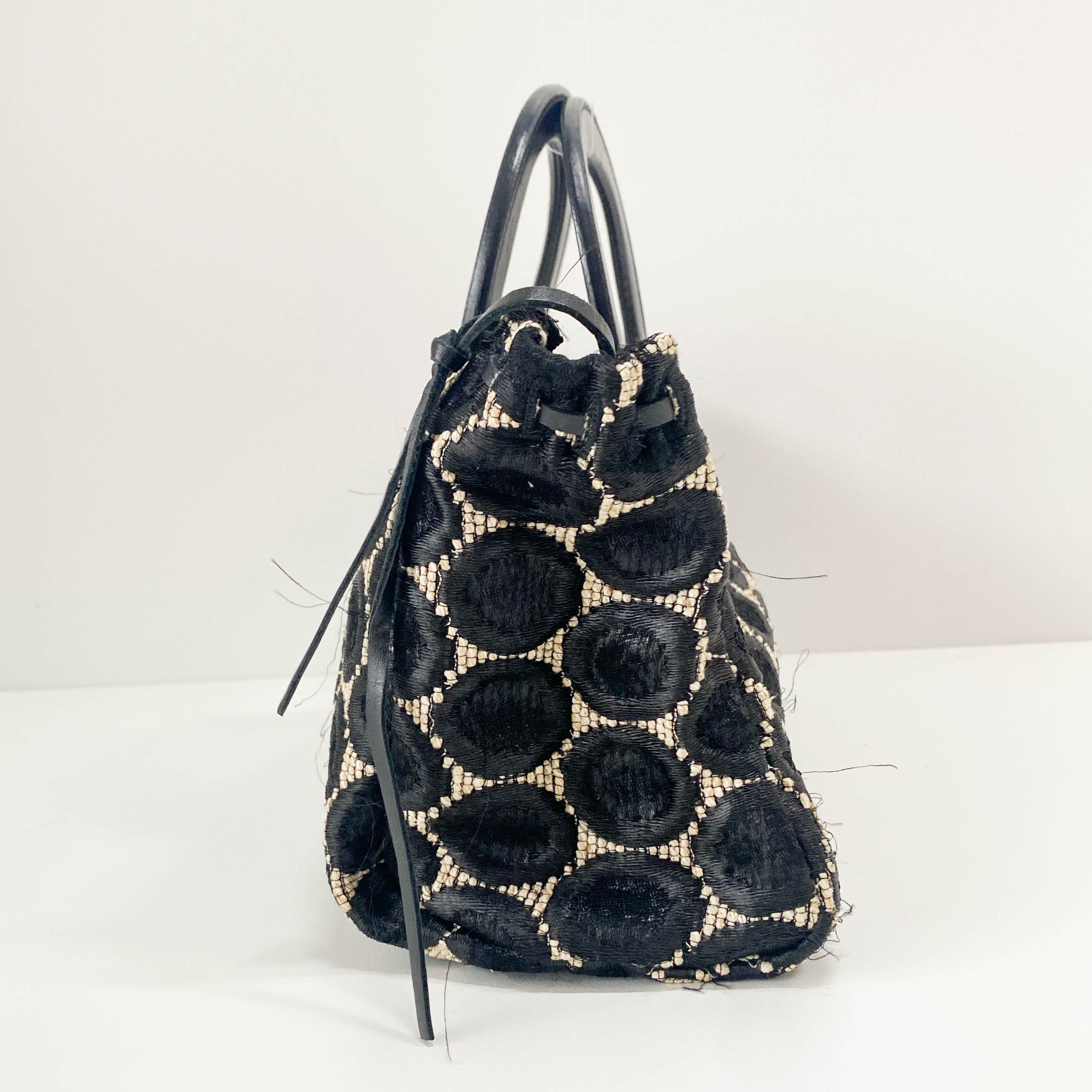 Silk Satin Dots Handle Bag
