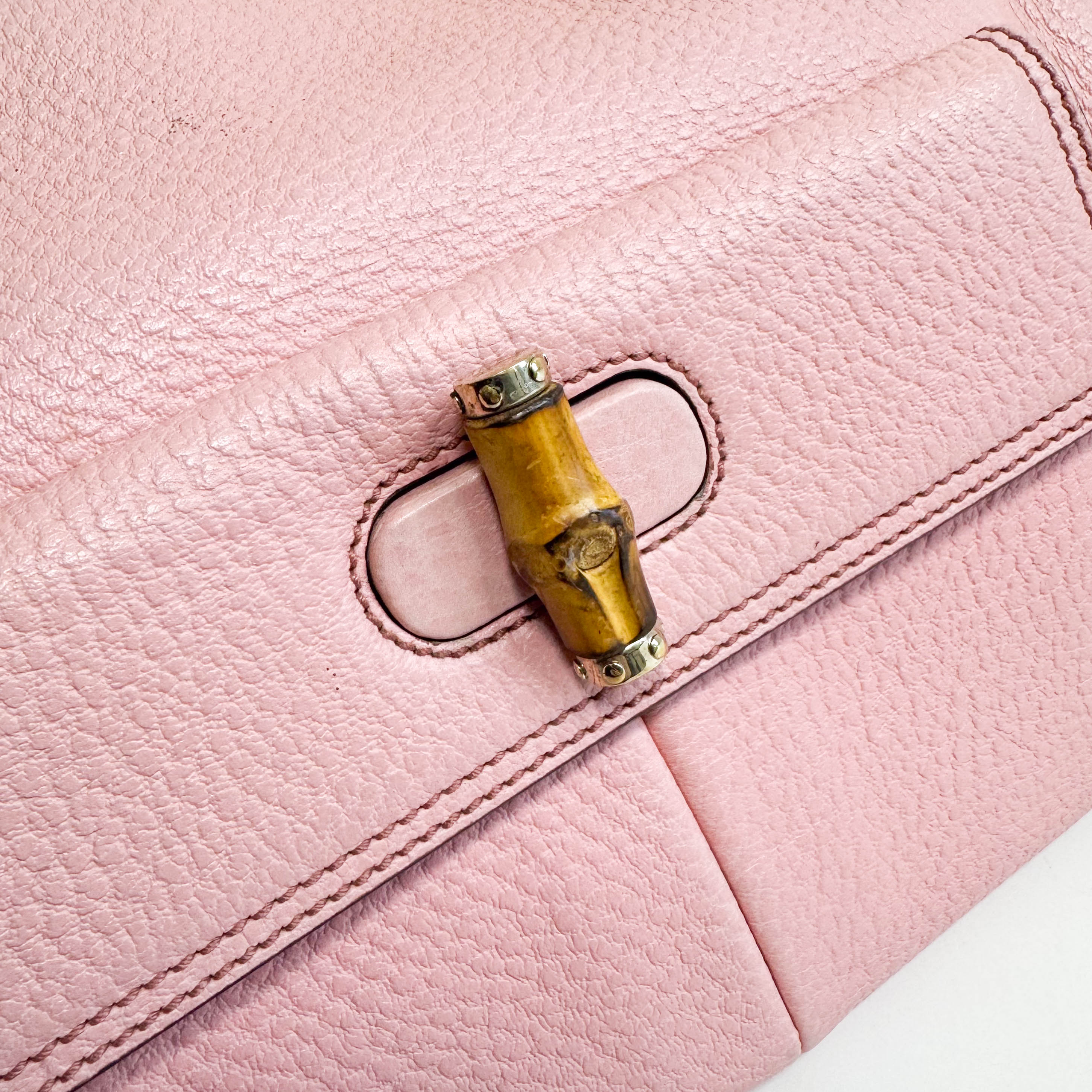 Bamboo Pink Leather Handbag