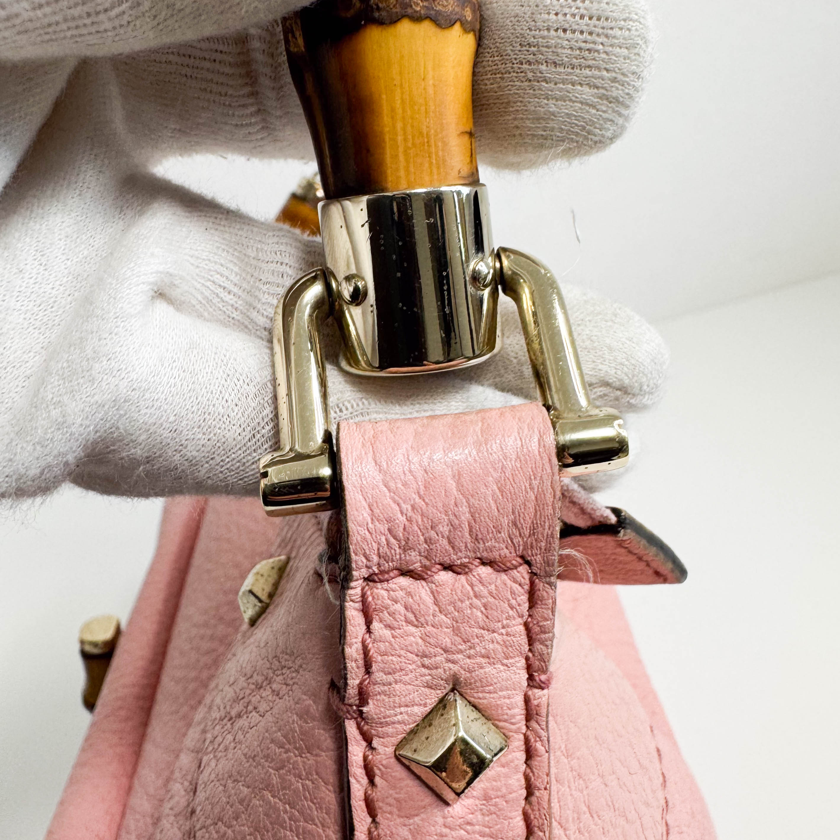 Bamboo Pink Leather Handbag