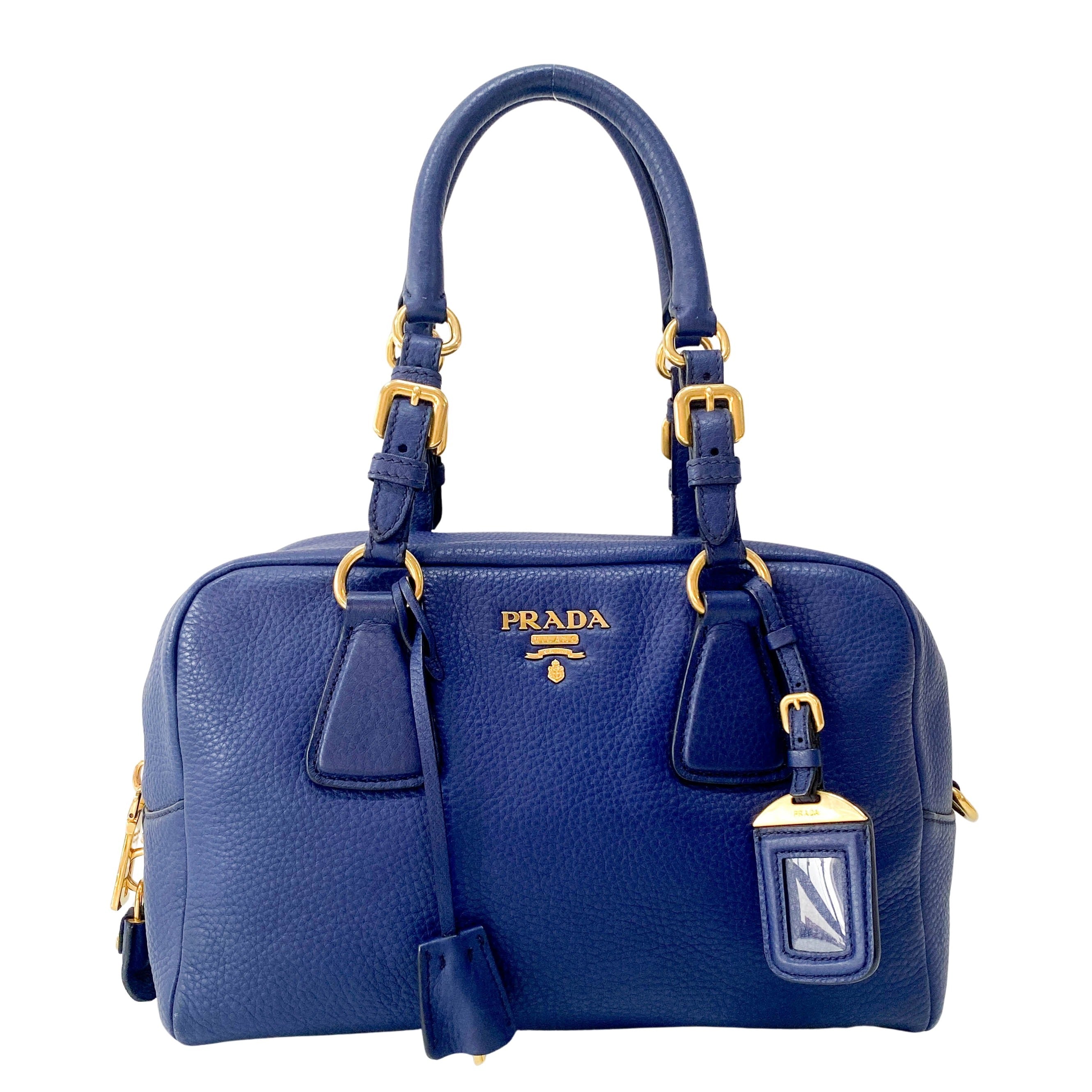 Vitello Daino Navy Leather Shoulder Bag