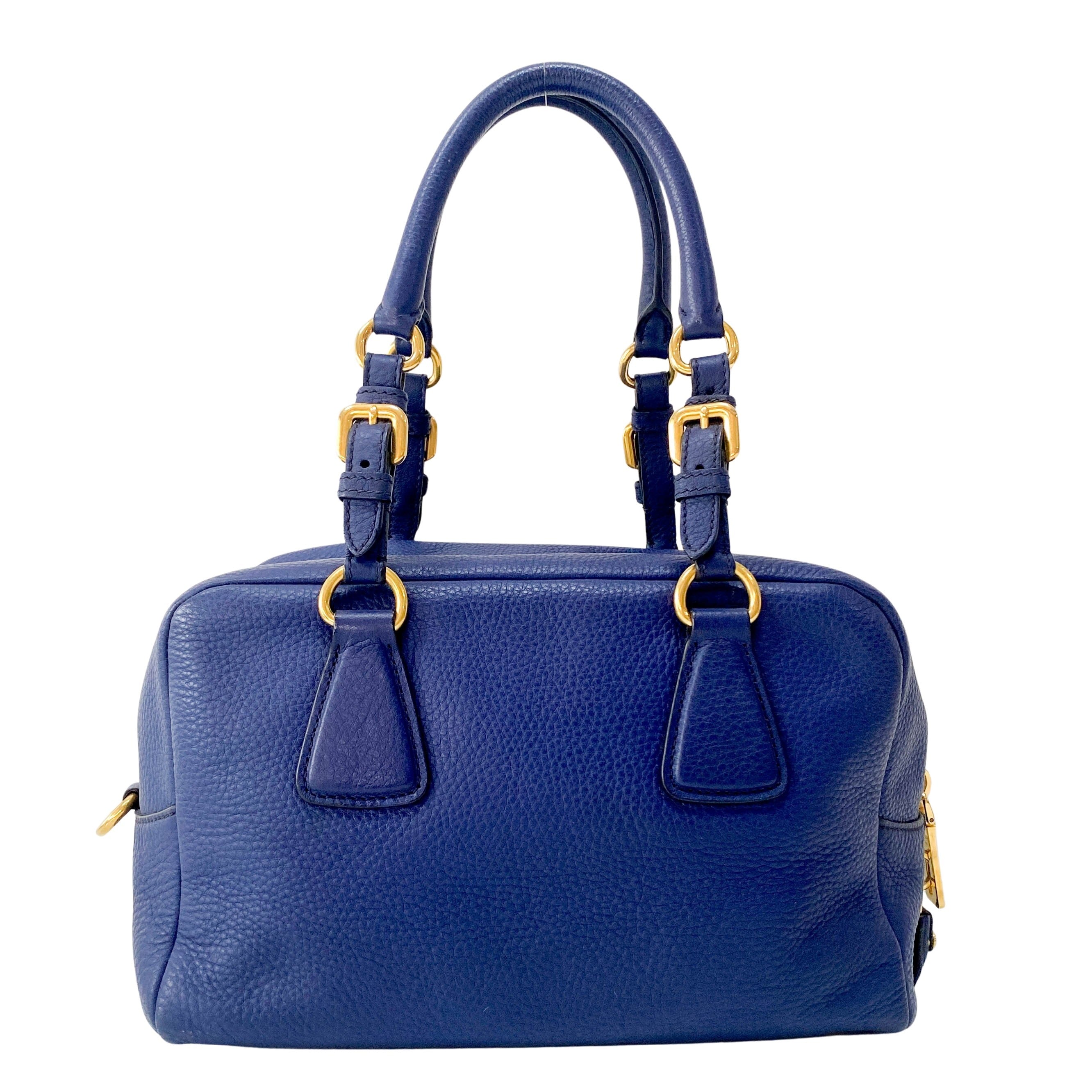 Vitello Daino Navy Leather Shoulder Bag