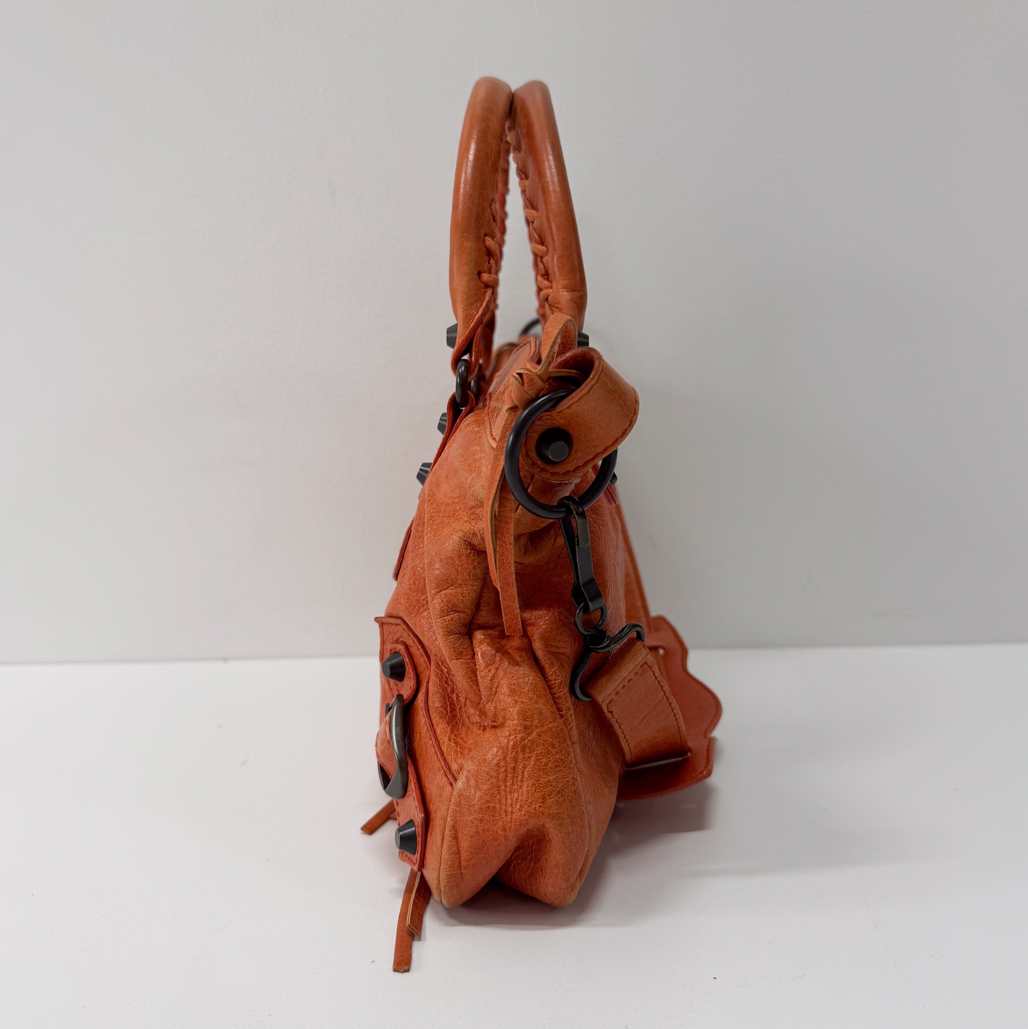 The First Orange Leather Two Way Bag