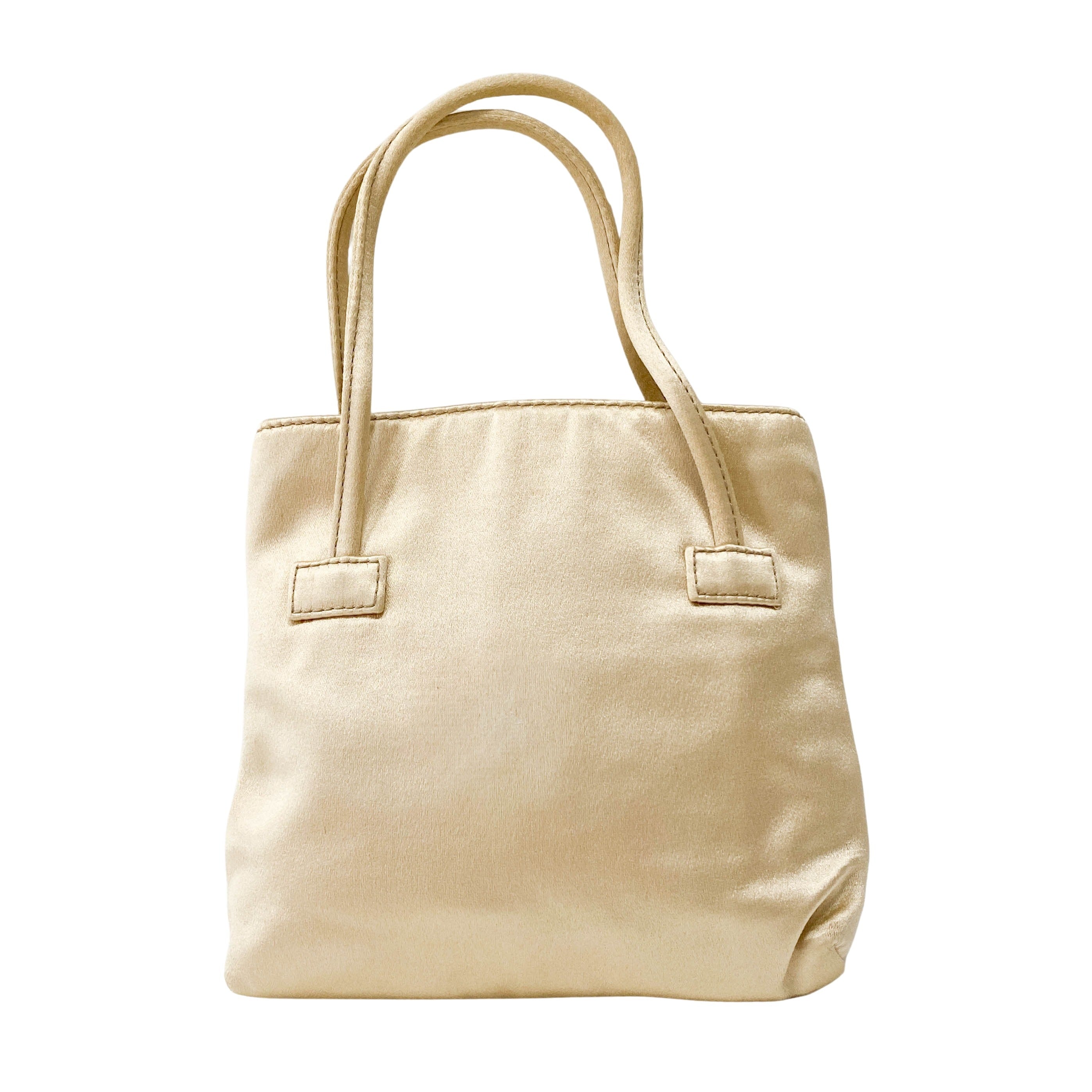 Mini Satin Bag Cream with Stone Plaque