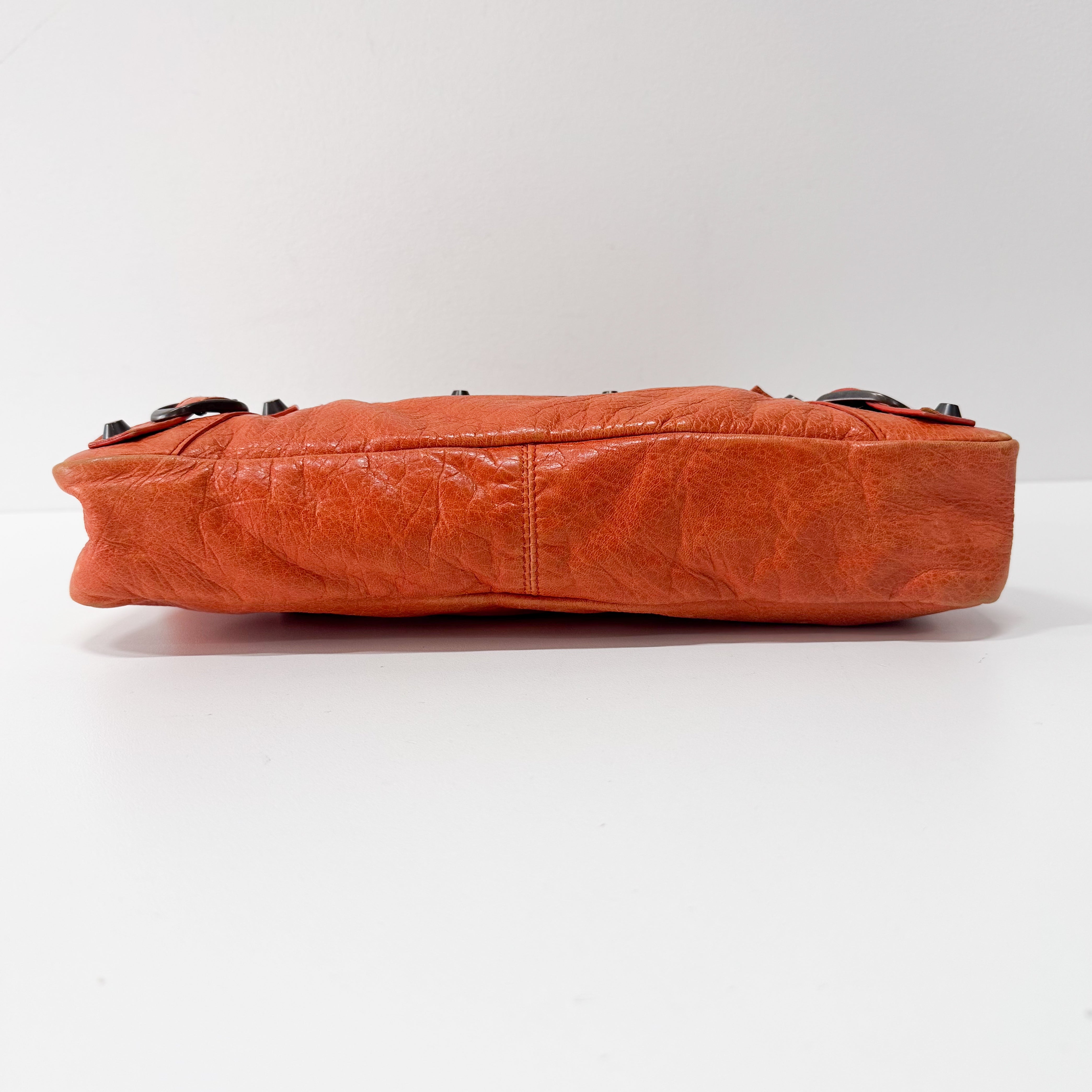 The First Orange Leather Two Way Bag