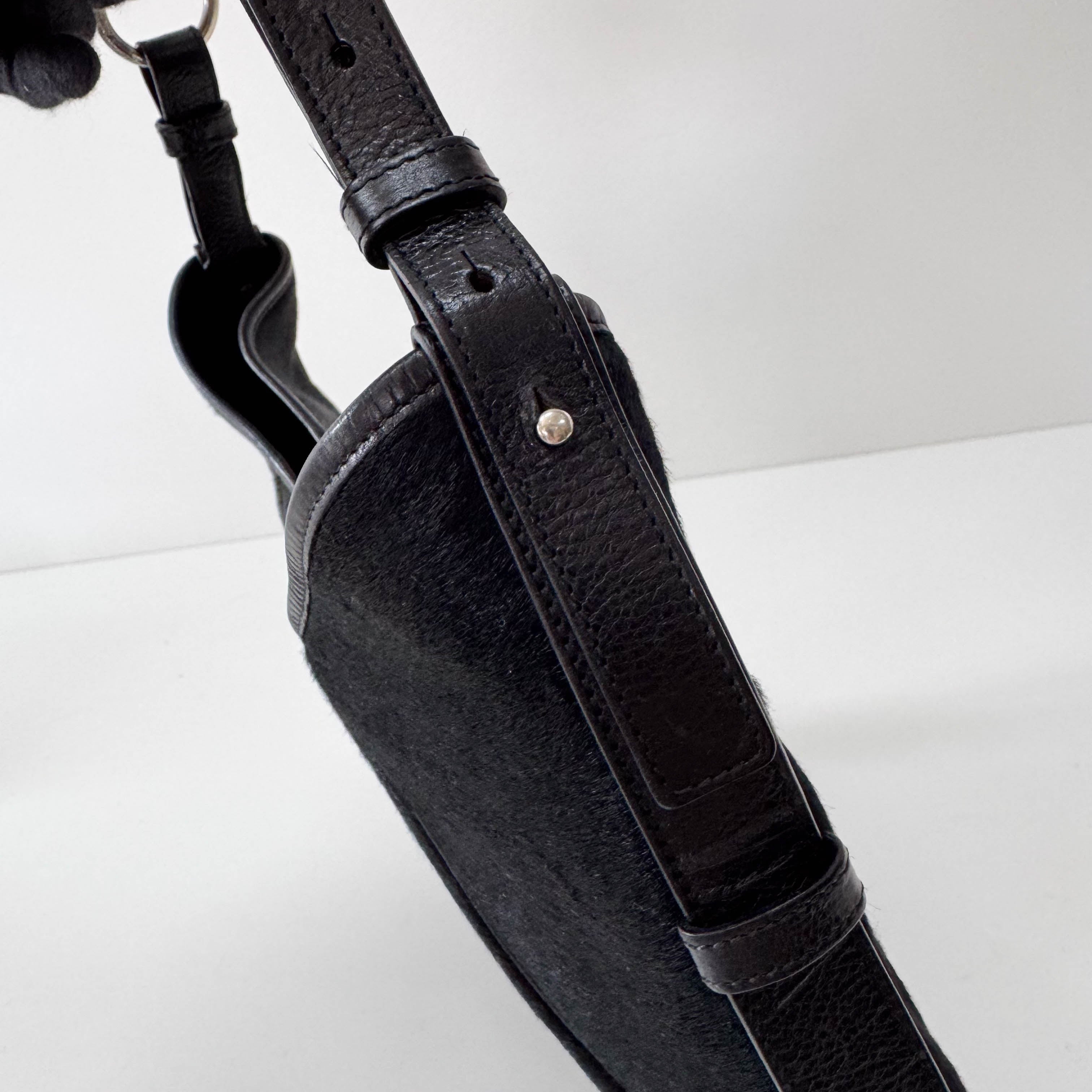 Mombasa Black Pony Hair Shoulder Bag