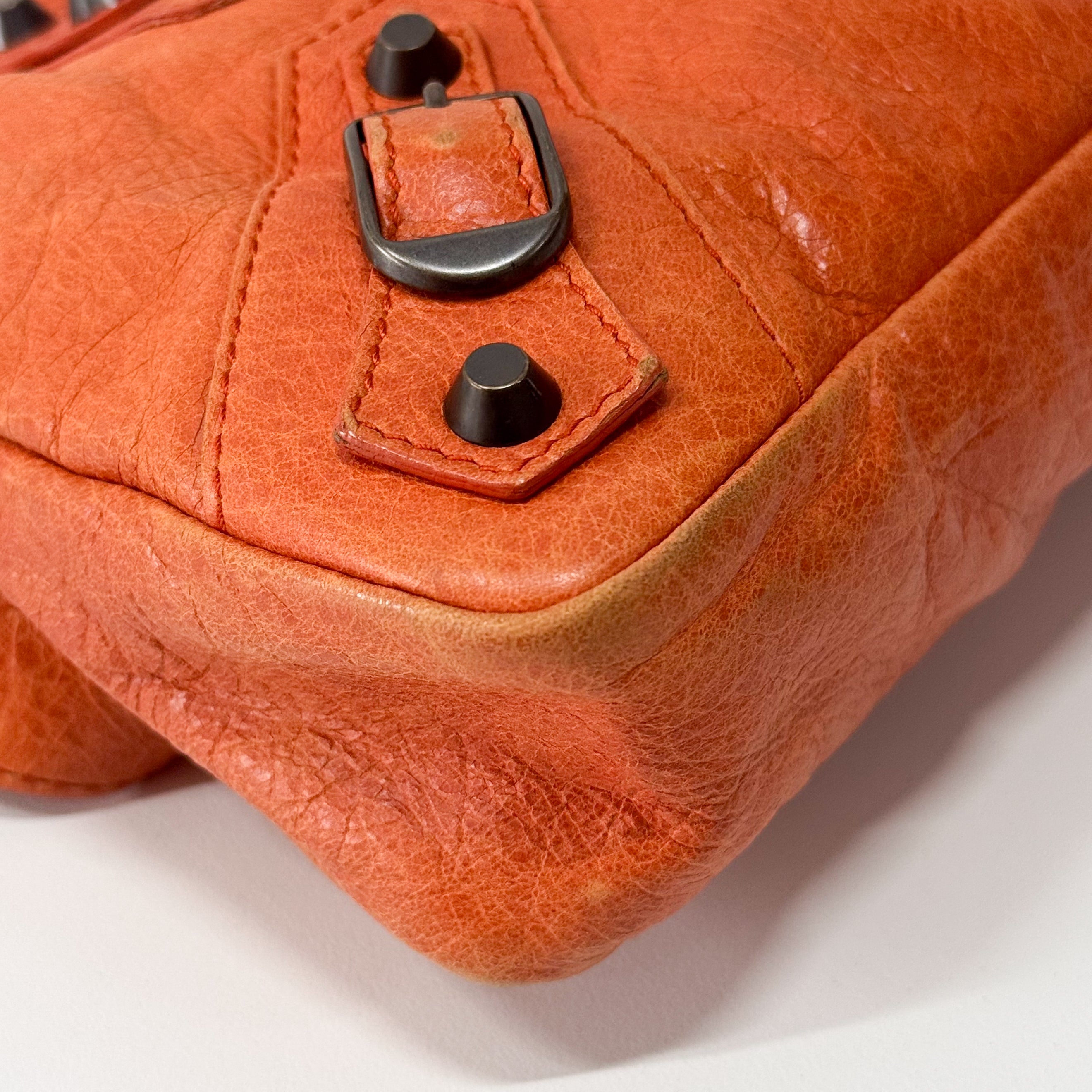 The First Orange Leather Two Way Bag