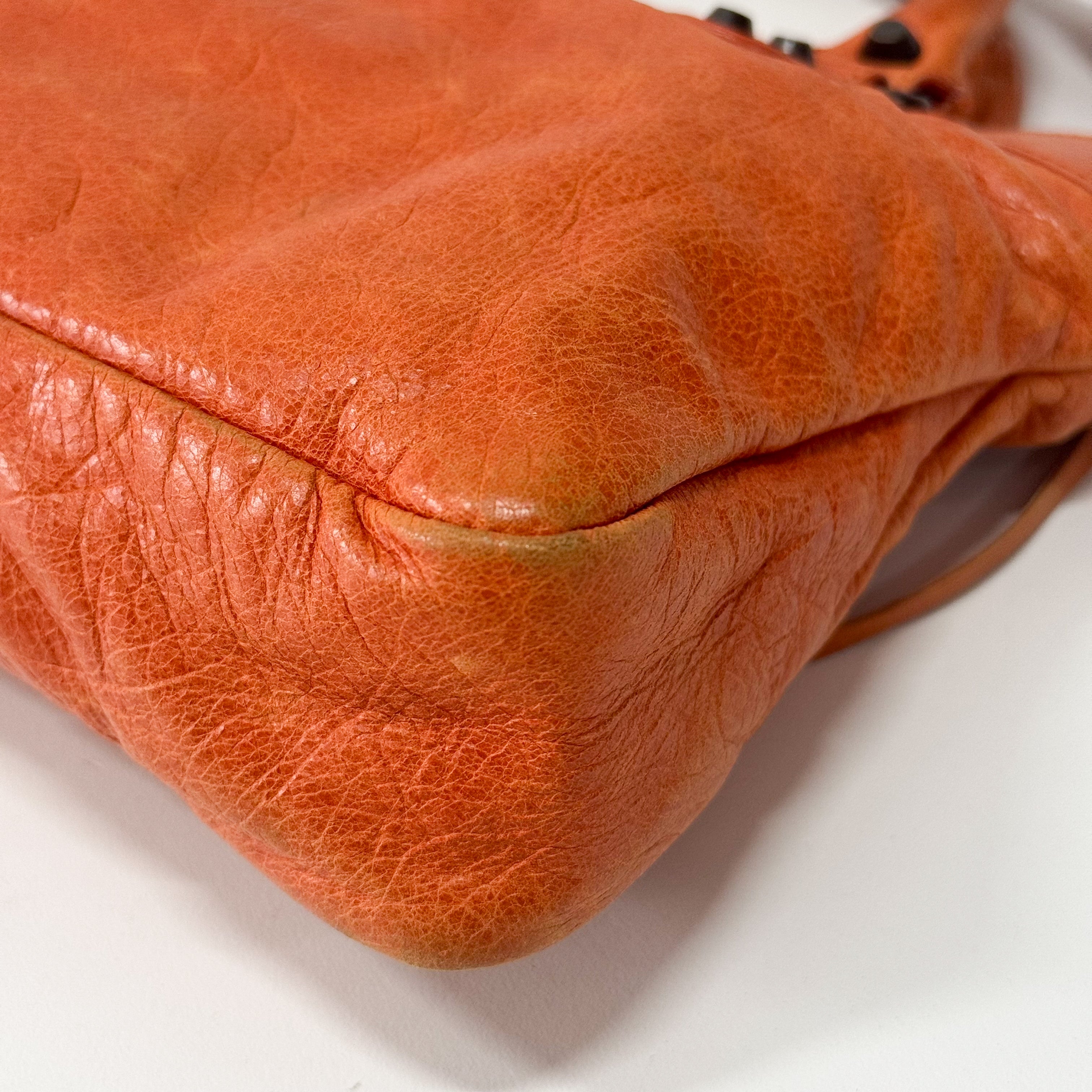 The First Orange Leather Two Way Bag