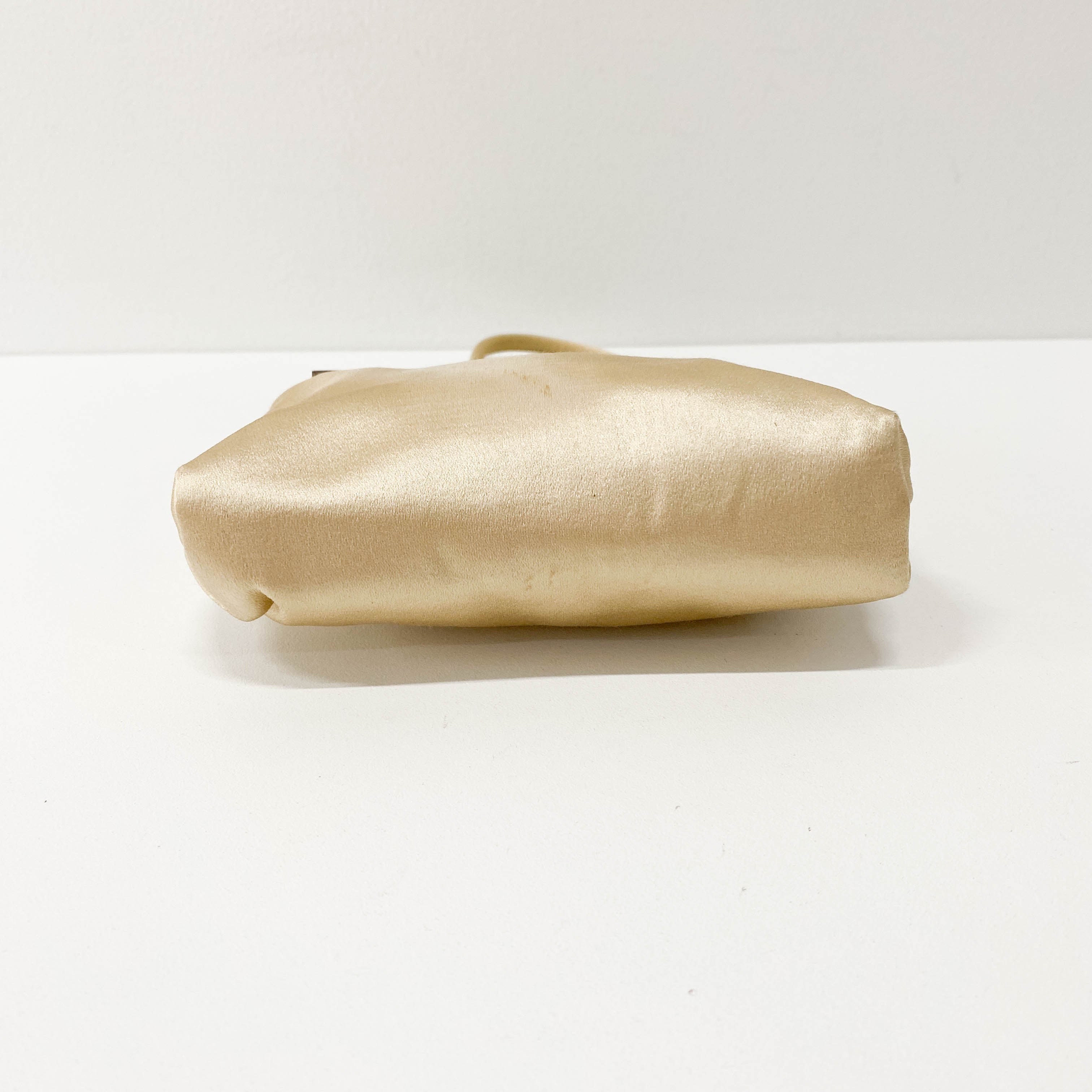 Mini Satin Bag Cream with Stone Plaque