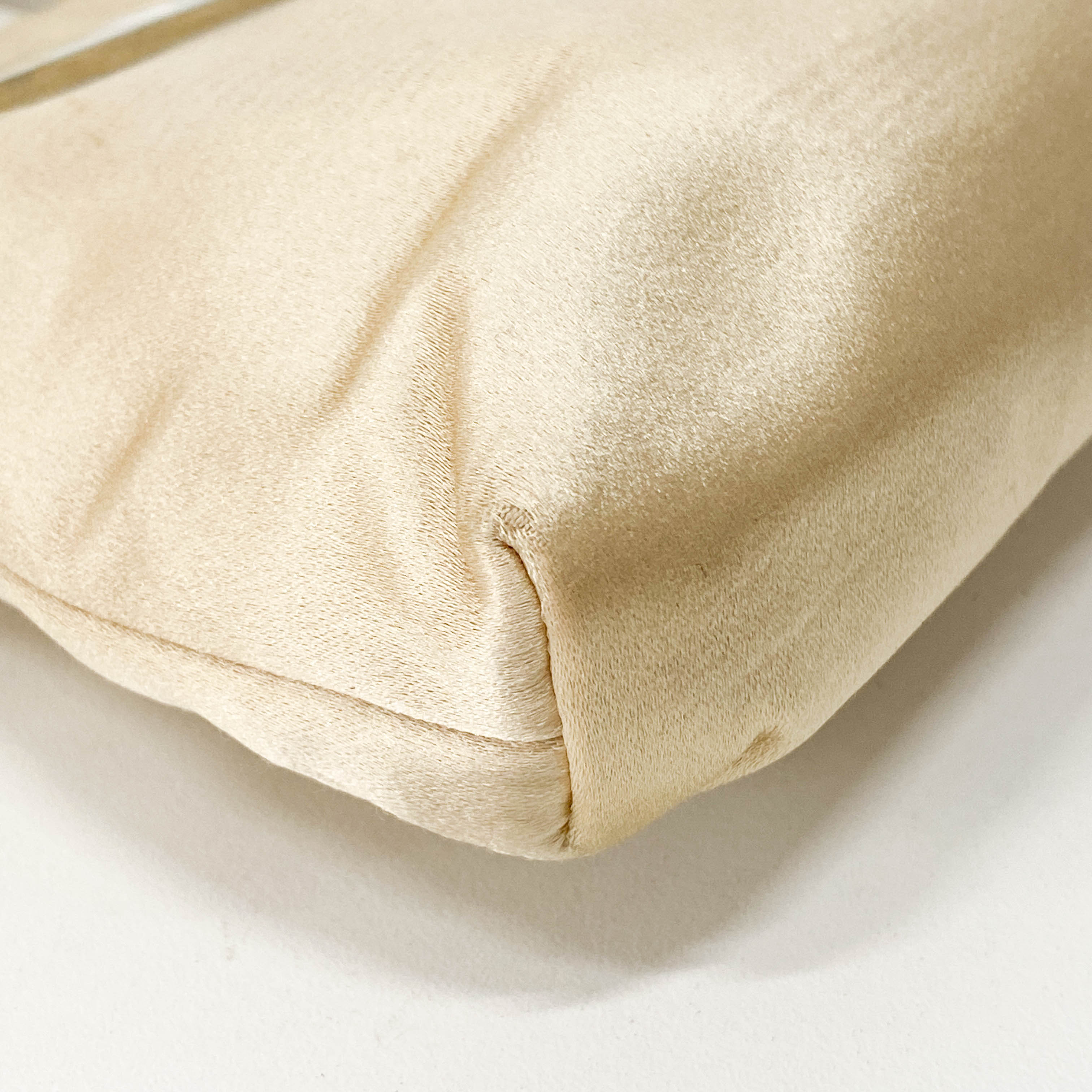 Mini Satin Bag Cream with Stone Plaque