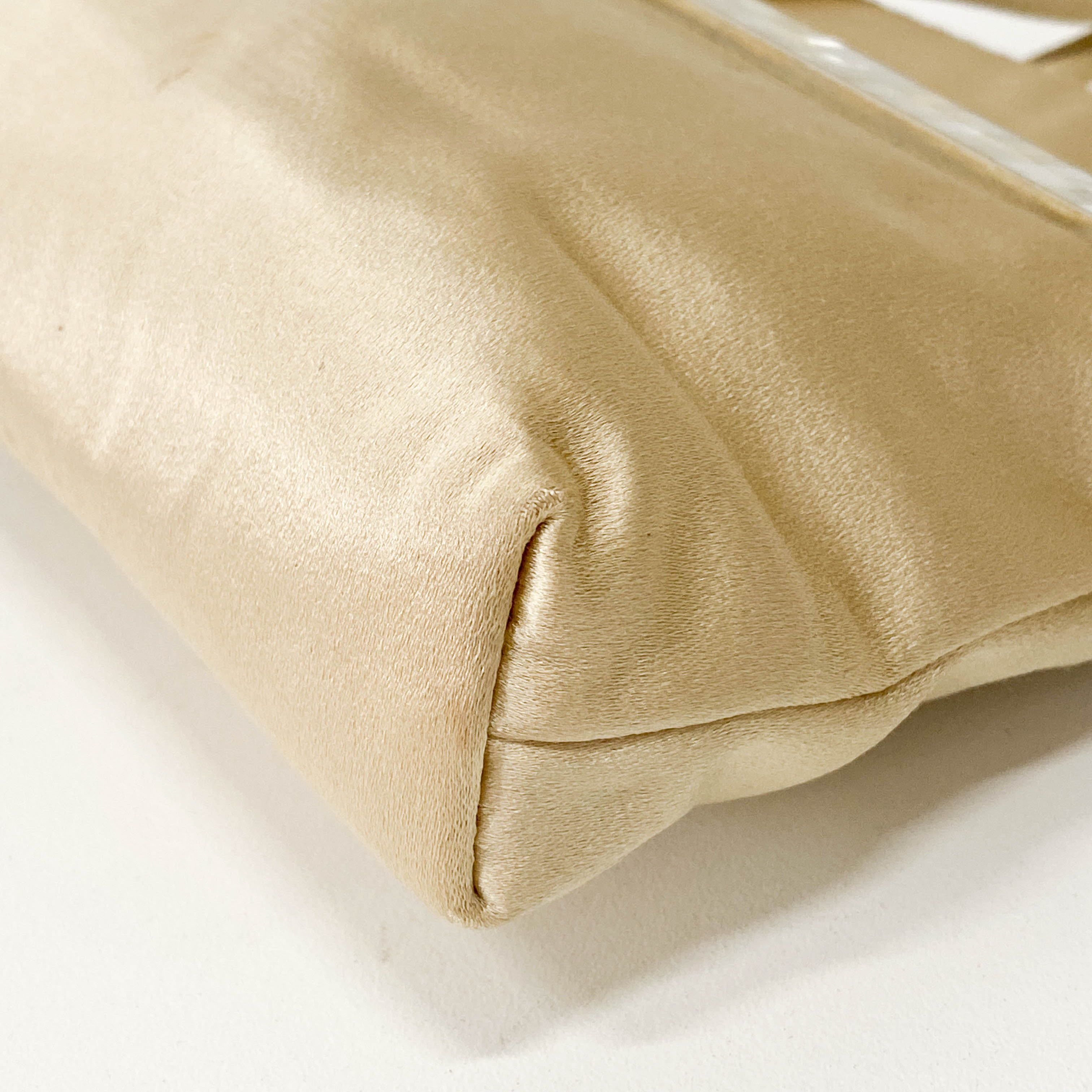 Mini Satin Bag Cream with Stone Plaque