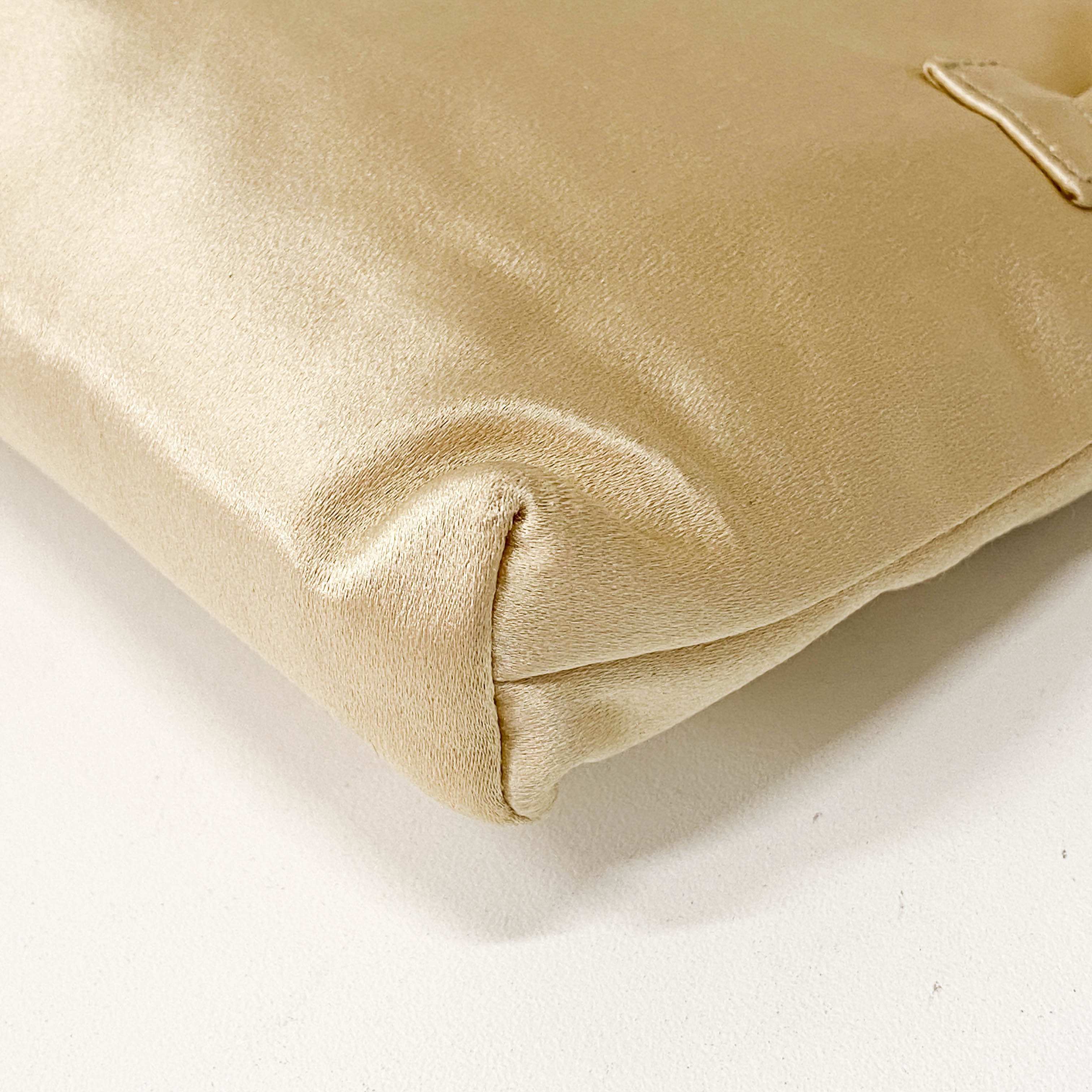 Mini Satin Bag Cream with Stone Plaque