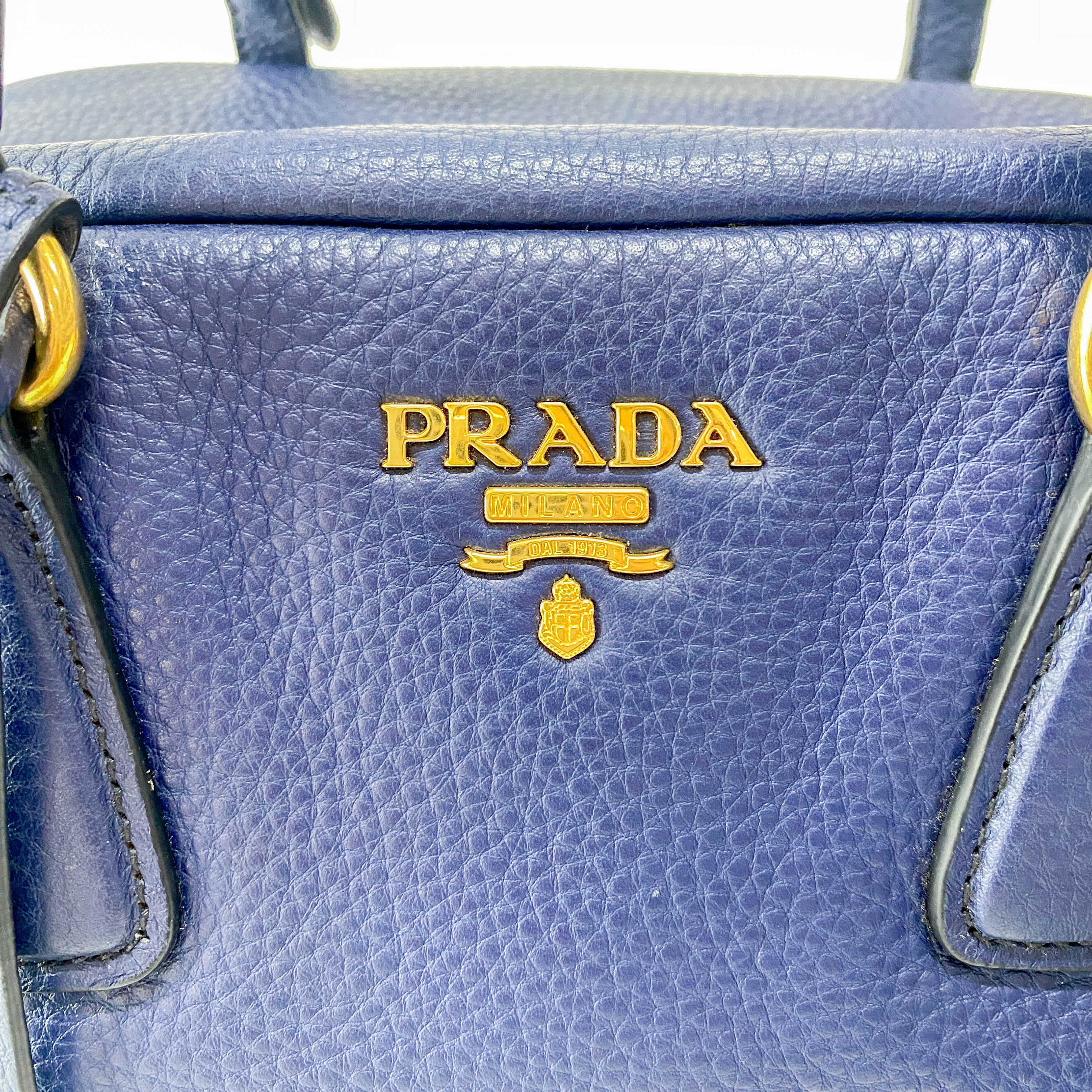 Vitello Daino Navy Leather Shoulder Bag