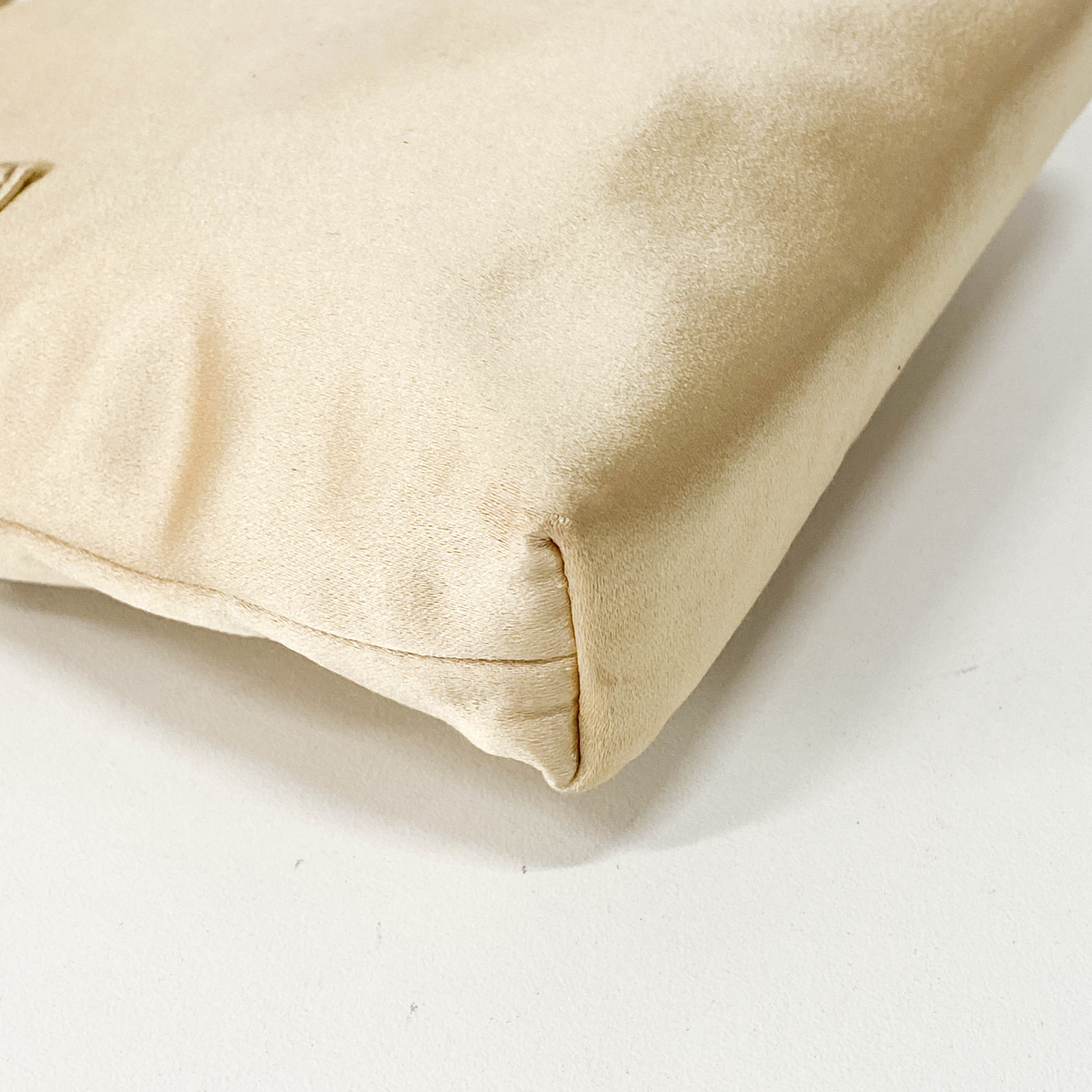 Mini Satin Bag Cream with Stone Plaque