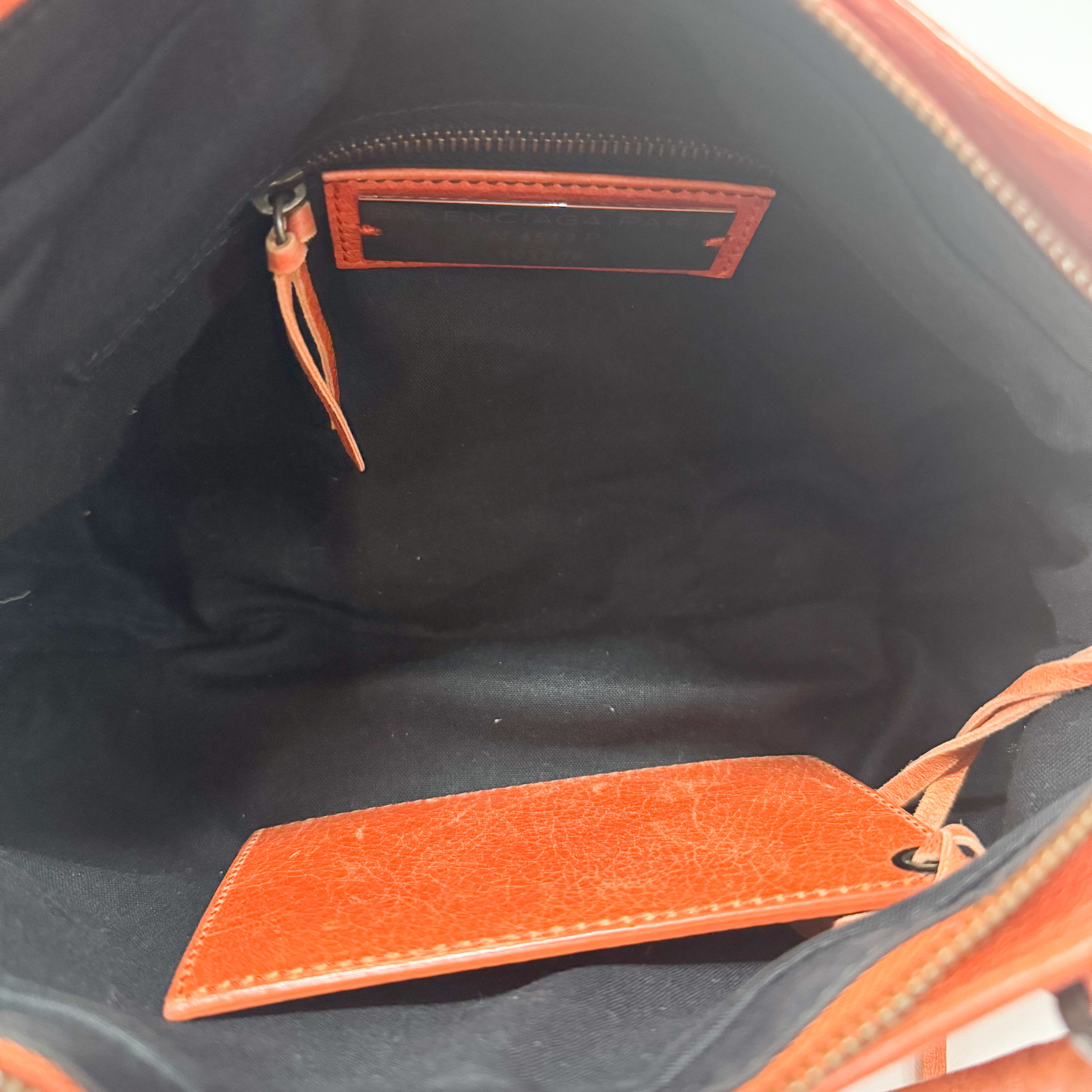 The First Orange Leather Two Way Bag