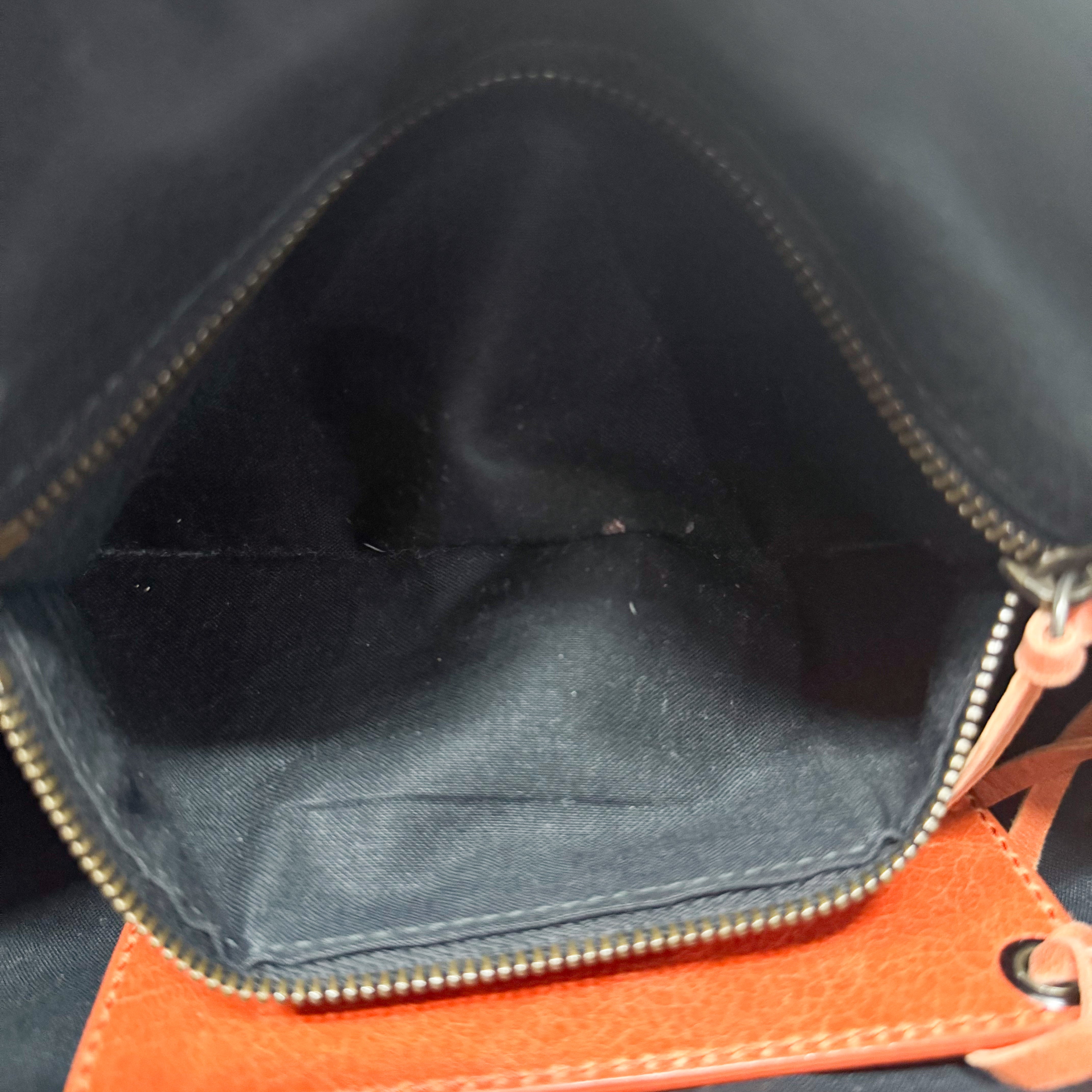 The First Orange Leather Two Way Bag