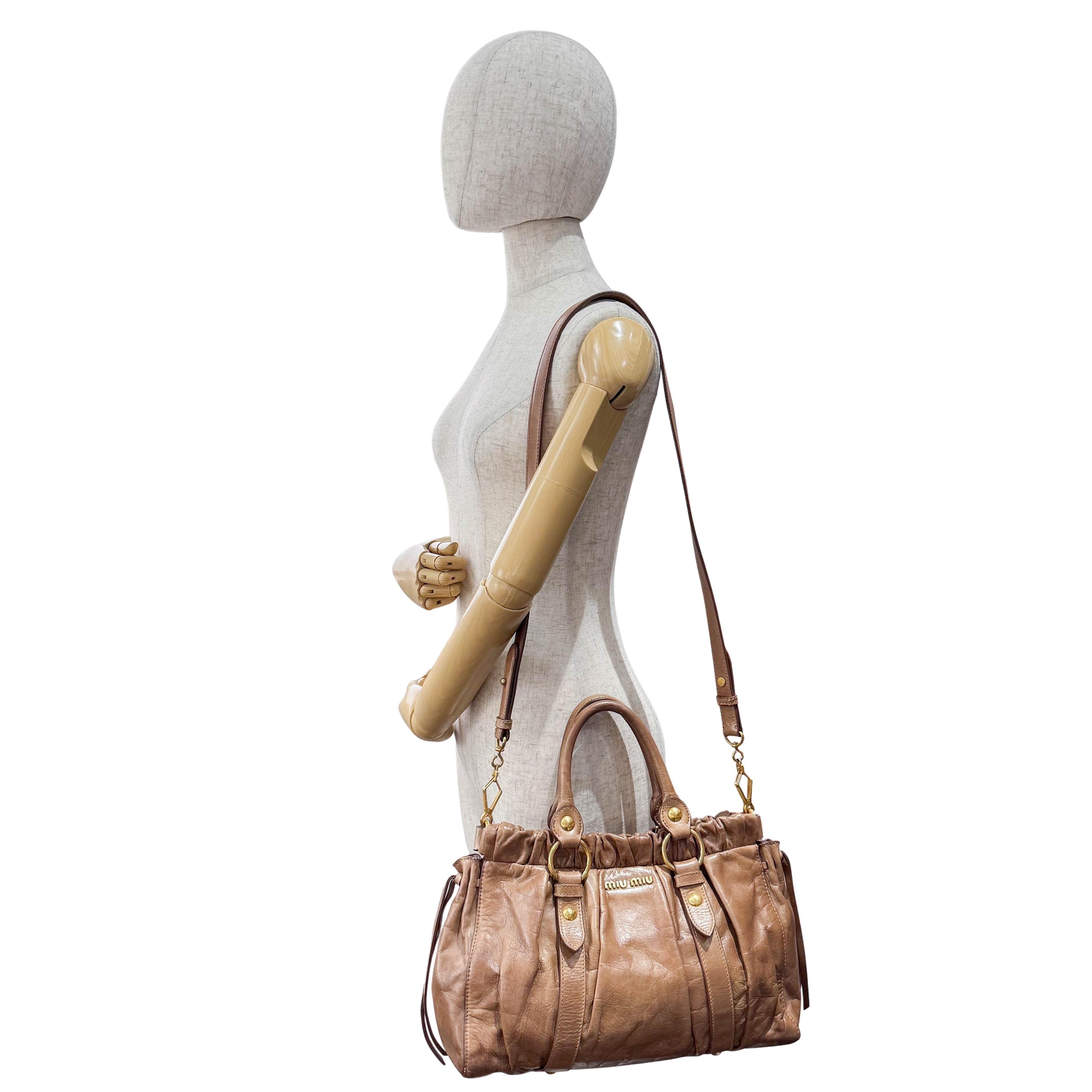 Vitello Bauletto Caramel  Leather Handle/Shoulder Bag
