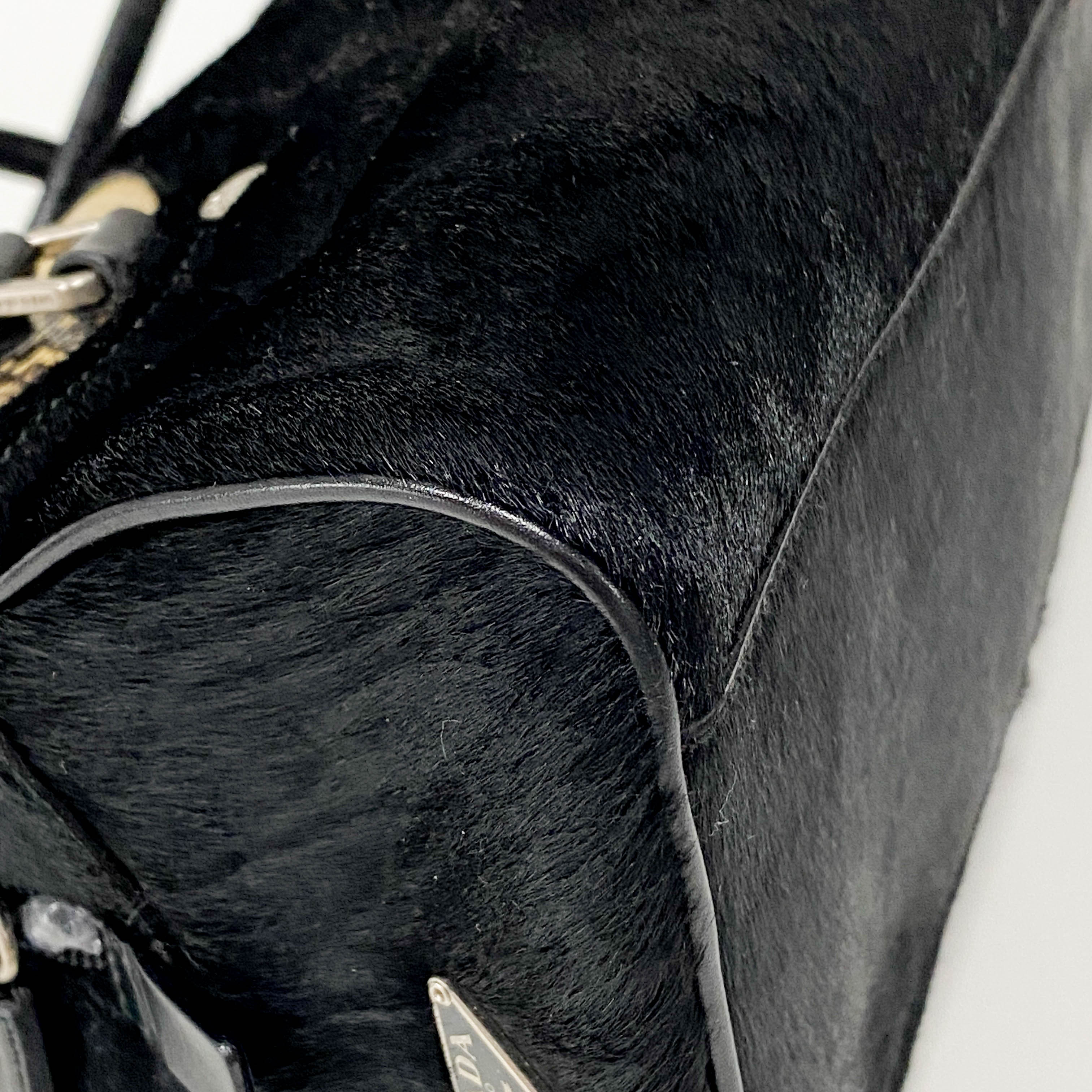 Black Pony Hair & Embossed Lizard Leather Bag