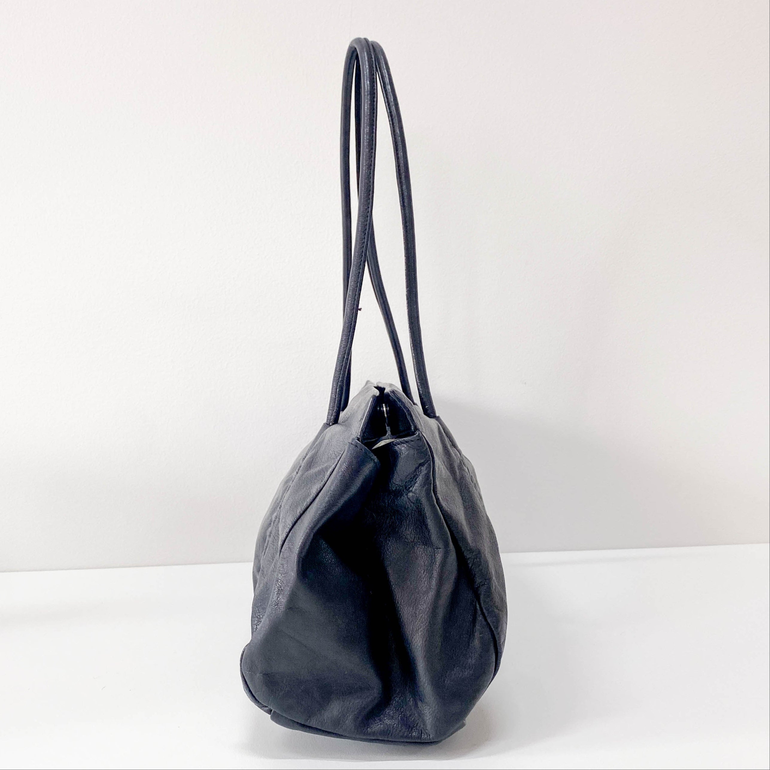 Archive Black Leather Shoulder Bag