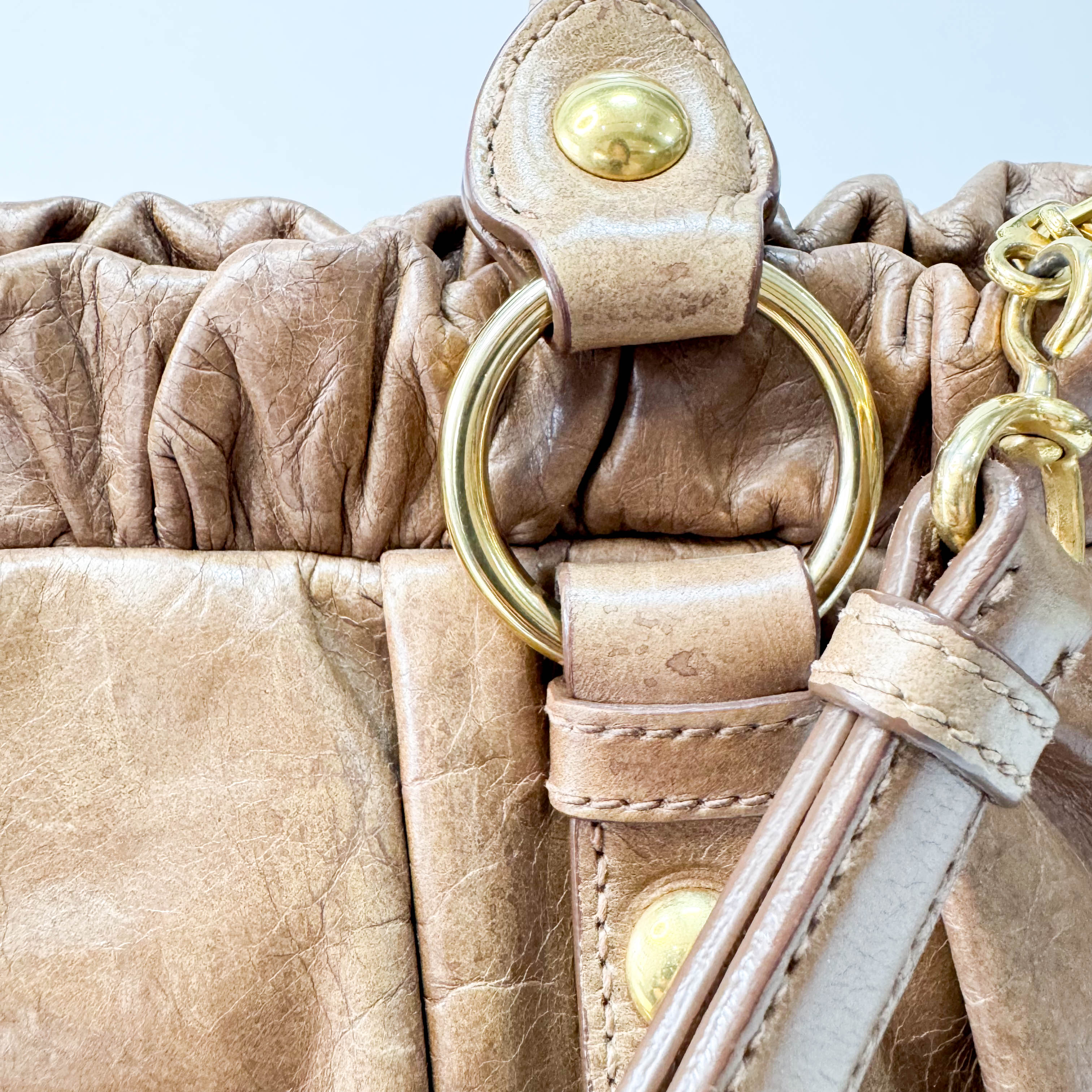 Vitello Bauletto Caramel  Leather Handle/Shoulder Bag